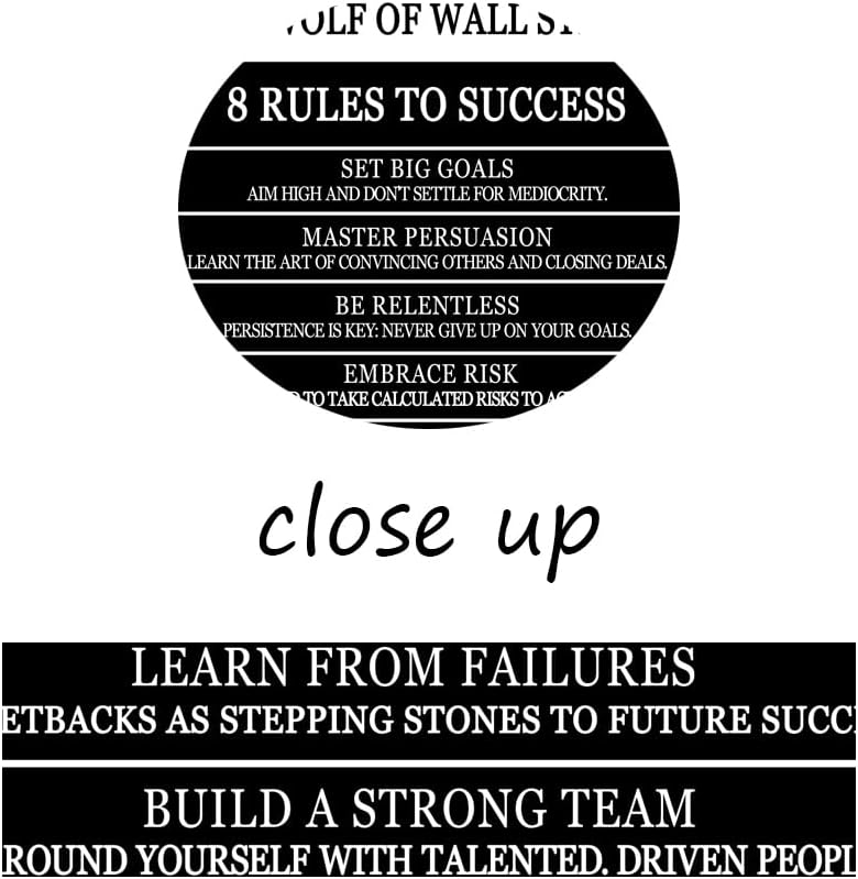 WYJDFART Inspirational Posters The Wolf Of Wall Street 8 Rules To Success Printed Canvas Painting Motivational Wall Art for Office Hallway Gym Bedroom Living Room Framed Ready to Hang[24" W X 36" H]