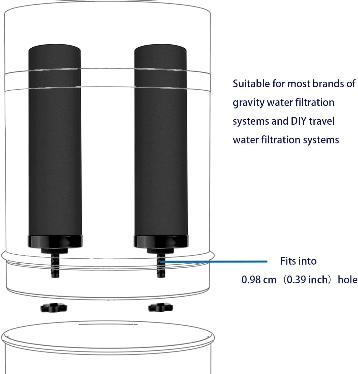 Huining 4PCS Black Filters for Purification Unit Filter Replacement Household Bucket Filtration System Gravity Water Filter System Purifier Survival