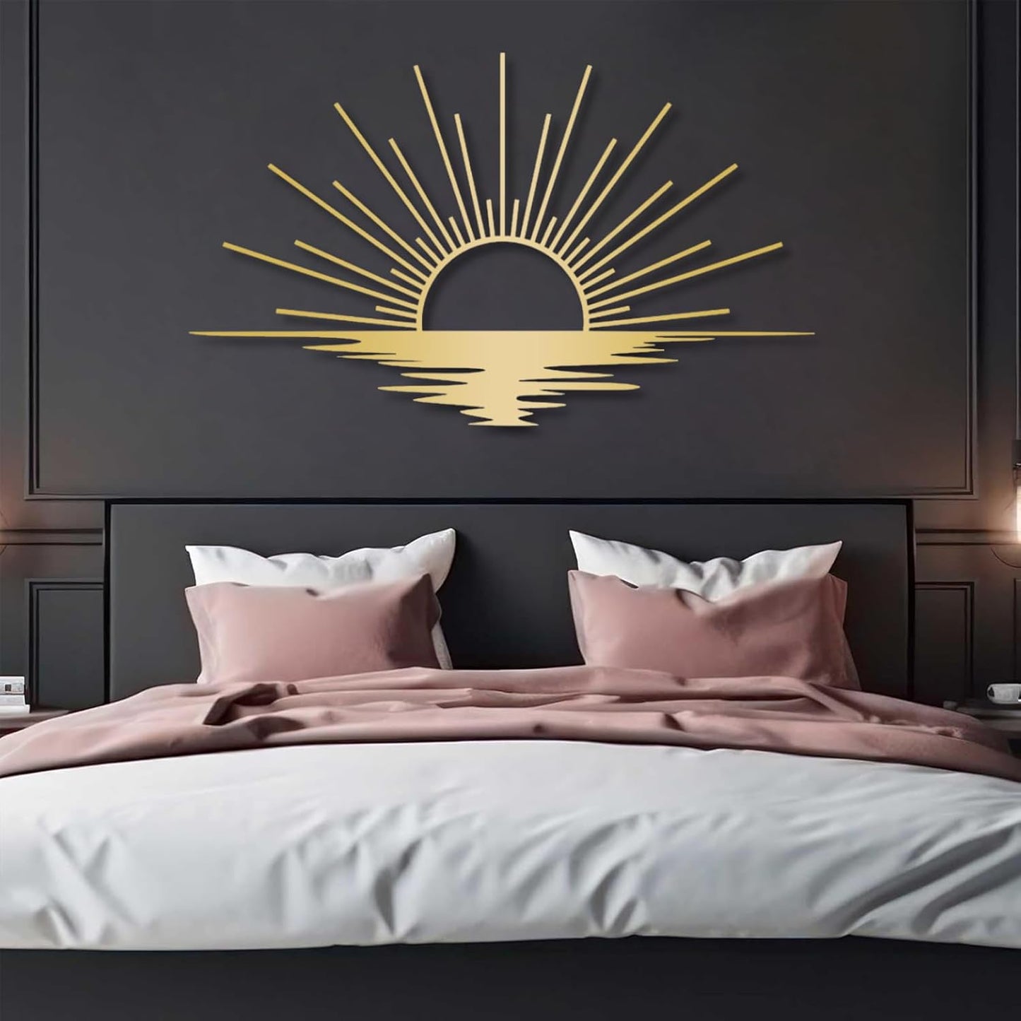 Sunrise Metal Wall Art, Metal Sun Wall Decor, Metal Sun Outdoor Decor, Large Metal Sun Wall Art, Sun Wall Art, Boho Sun Wall Art, Sunshine Metal Sign, Living Room Bedroom Wall Hangings (White, 35"x 20"| 90x53cm )