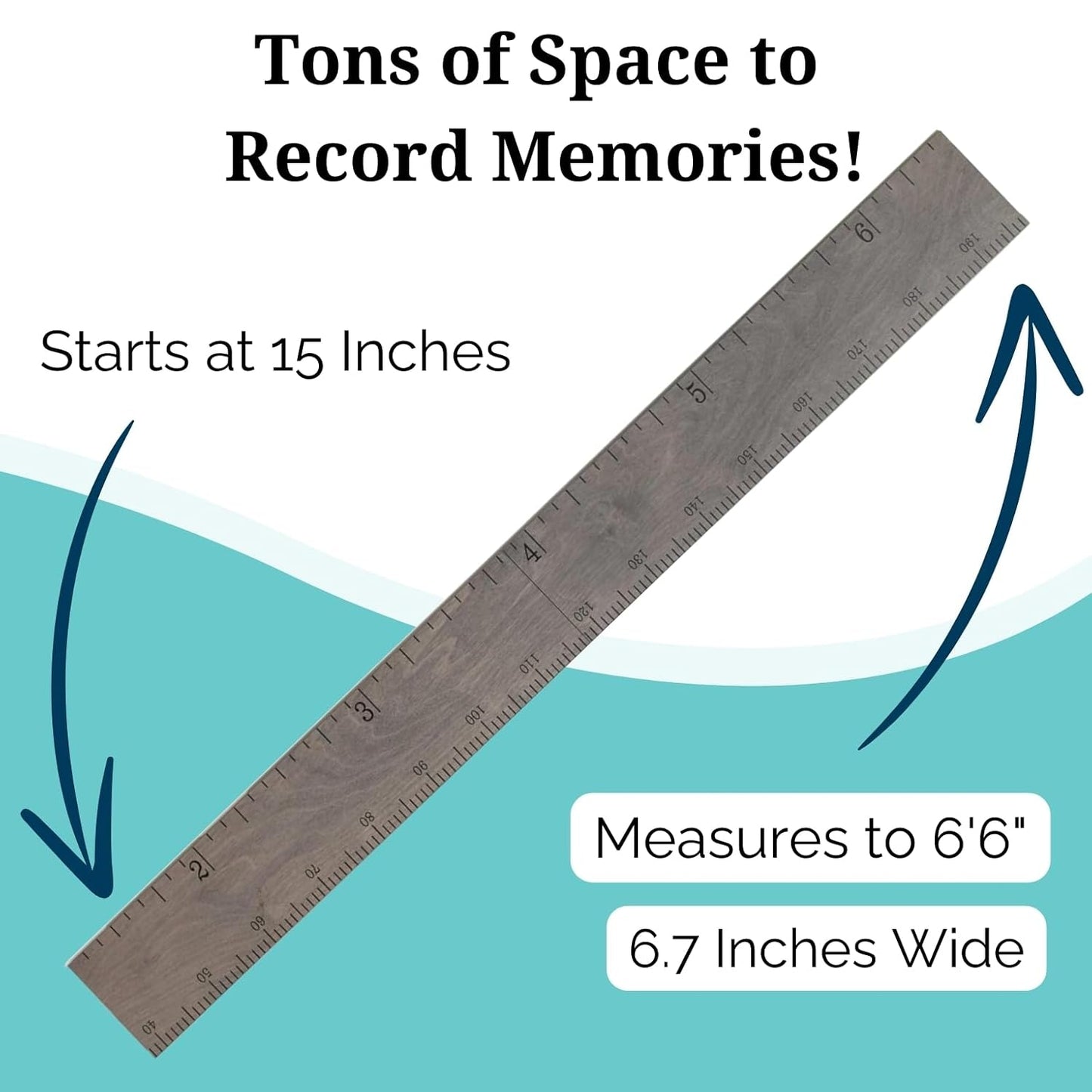 Growth Chart for Wall - Height Chart for Kids, Growth Chart for Kids, Measuring Board for Kids Height, Wooden Growth Chart for Wall, Height Measurement for Wall - Gray (63"x6.7")