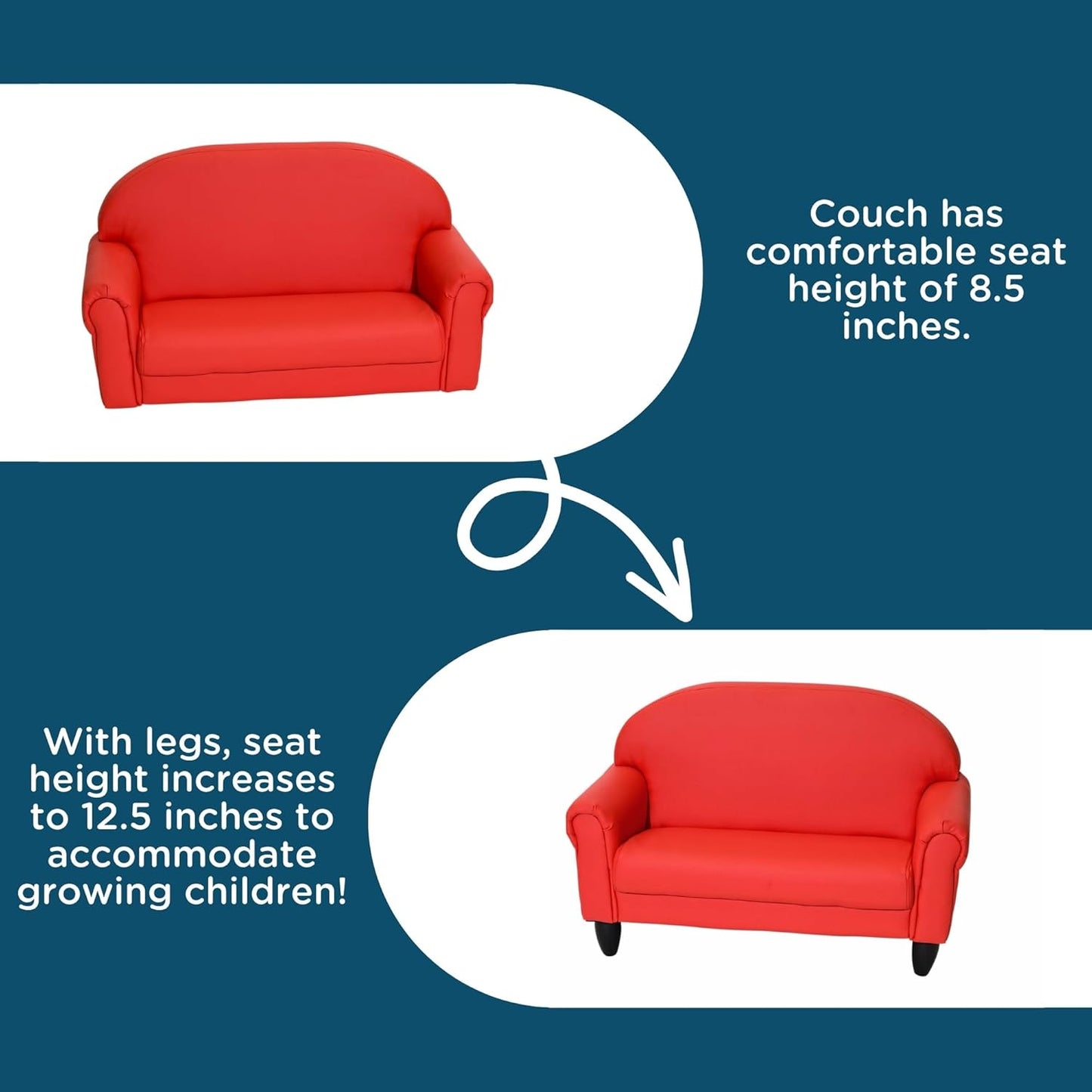 Children's Factory As We Grow Chair and Couch, Flexible Seating for Daycare or Preschool, Kids Reading Couch, Playroom Furniture, Red