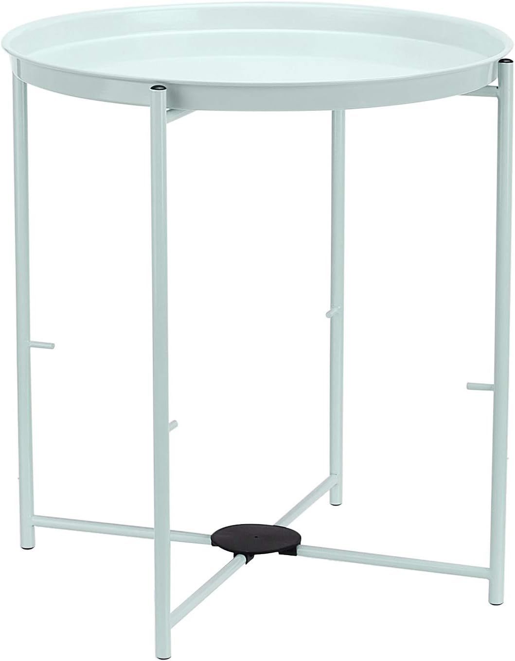 Amazon Basics Round Storage End Table, Side Table with Cloth Basket, Mint Green/Heather Gray, 18 in x 18 in x 19 in