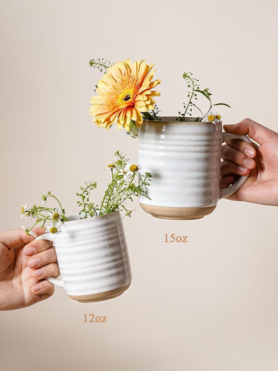 LE TAUCI Coffee Mugs 15 oz,Ceramic Mug Set, Coffee Cups for Latte, Hot Tea, Cappuccino, Mocha, Cocoa, Dishwasher Safe, Suit For Housewarming Wedding- 3.5 inch, Set of 4, Arctic White