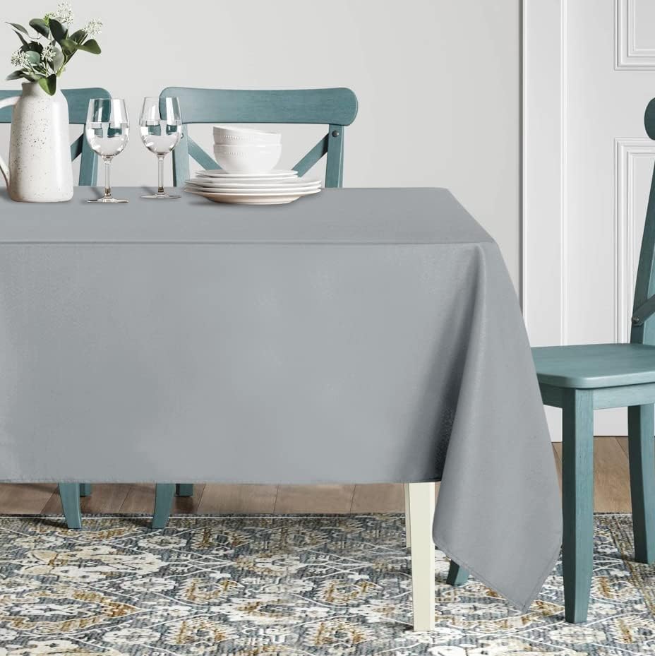 sancua Rectangle Tablecloth - 54 x 108 Inch - Stain and Wrinkle Resistant Washable Polyester Table Cloth, Decorative Fabric Table Cover for Dining Tables, Buffet Parties and Camping, Silver Grey