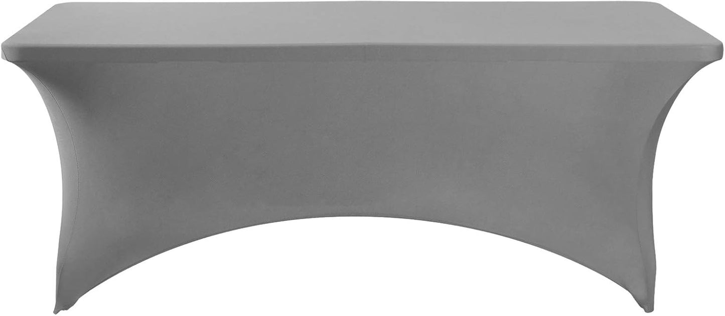 Spandex Table Cover for 6Ft or 4fT or 8ft Table Universal Fitted Stretch Tablecloth for Party, Banquet, Wedding and Events-Gray