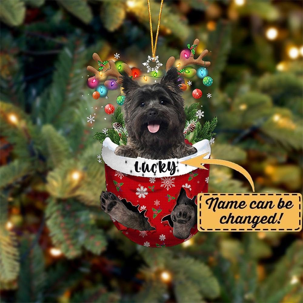 Cairn Terrier 2 Dog Christmas Ornament, Cairn Terrier 2 in Snow Pocket Christmas Tree Ornament, Dog Lovers Gift Idea Xmas Decor, Christmas Decorations for Tree, Christmas Ornament Gift for Dog Lovers
