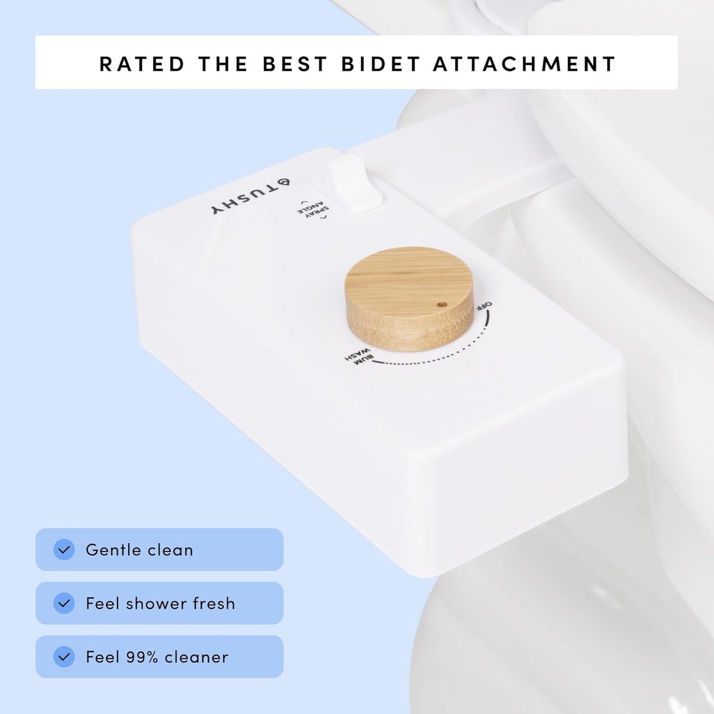 TUSHY Classic 3.0 Bidet Toilet Seat Attachment - A Non-Electric Self Cleaning Water Sprayer with Adjustable Water Pressure Nozzle, Angle Control & Easy Home Installation, (White/Bronze)