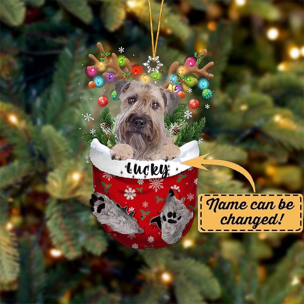 Wheaten Terrier Dog Christmas Ornament, Wheaten Terrier in Snow Pocket Christmas Tree Ornament, Dog Lovers Gift Idea Xmas Decor, Christmas Decorations for Tree, Christmas Ornament Gift for Dog Lovers