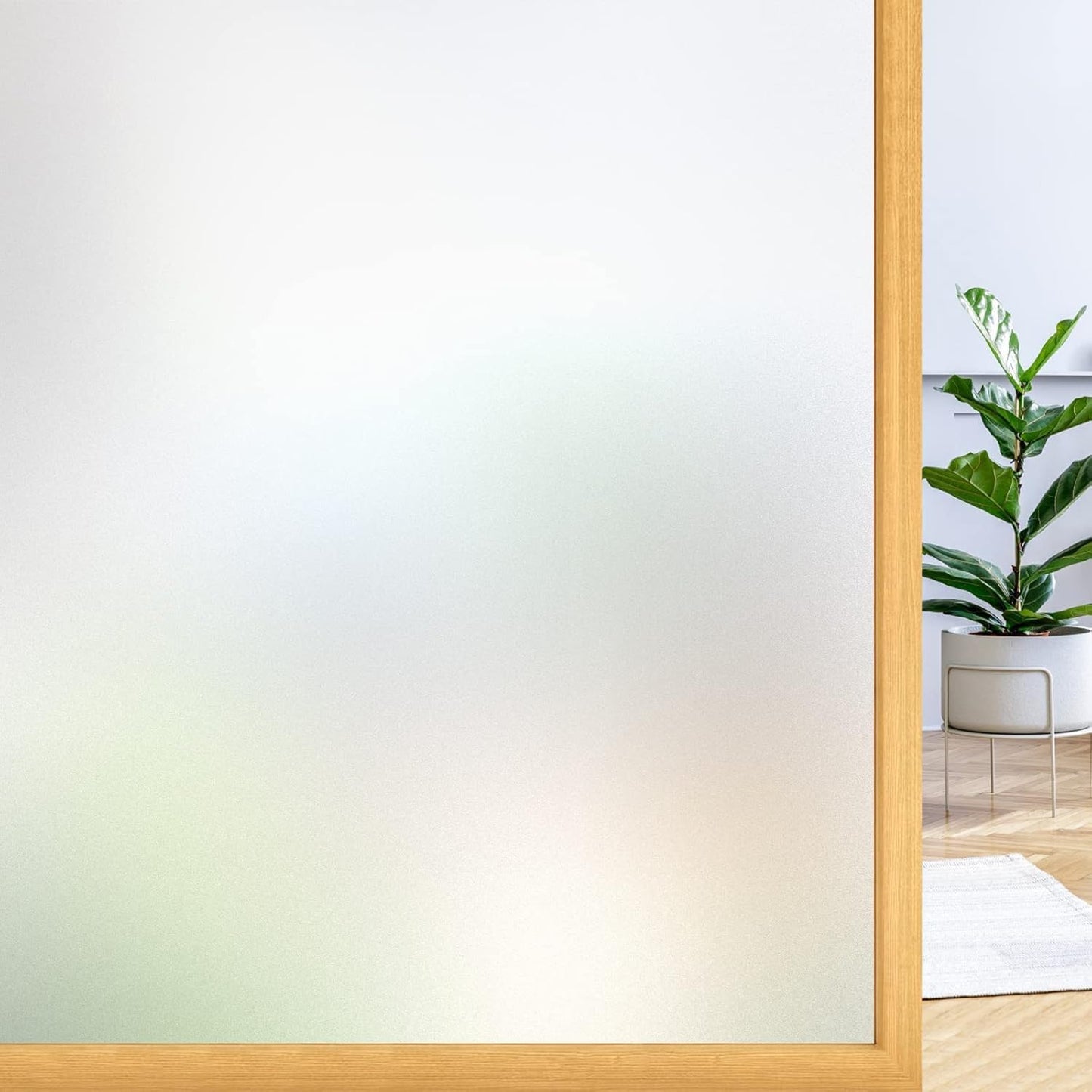 rabbitgoo Window Privacy Film, Frosted Glass Window Clings, Static Cling UV Heat Blocking Door Stickers for Home Bathroom, Removable Indoor Decal Coverings Day and Night, Pure, 23.6 x 78.7 Inches