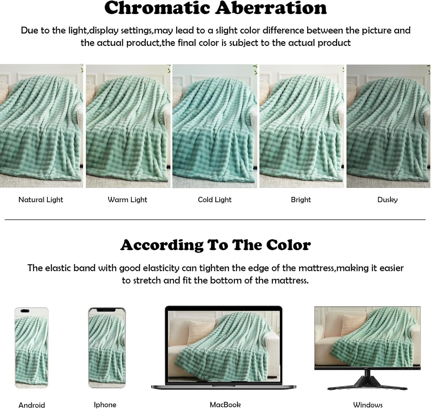 NEWCOSPLAY Faux Fur Queen Blanket Sage Green Bubble Blanket Thick Warm Soft for Couch Sofa Bed 550GSM (New Sage Green, Queen(90"x90"))