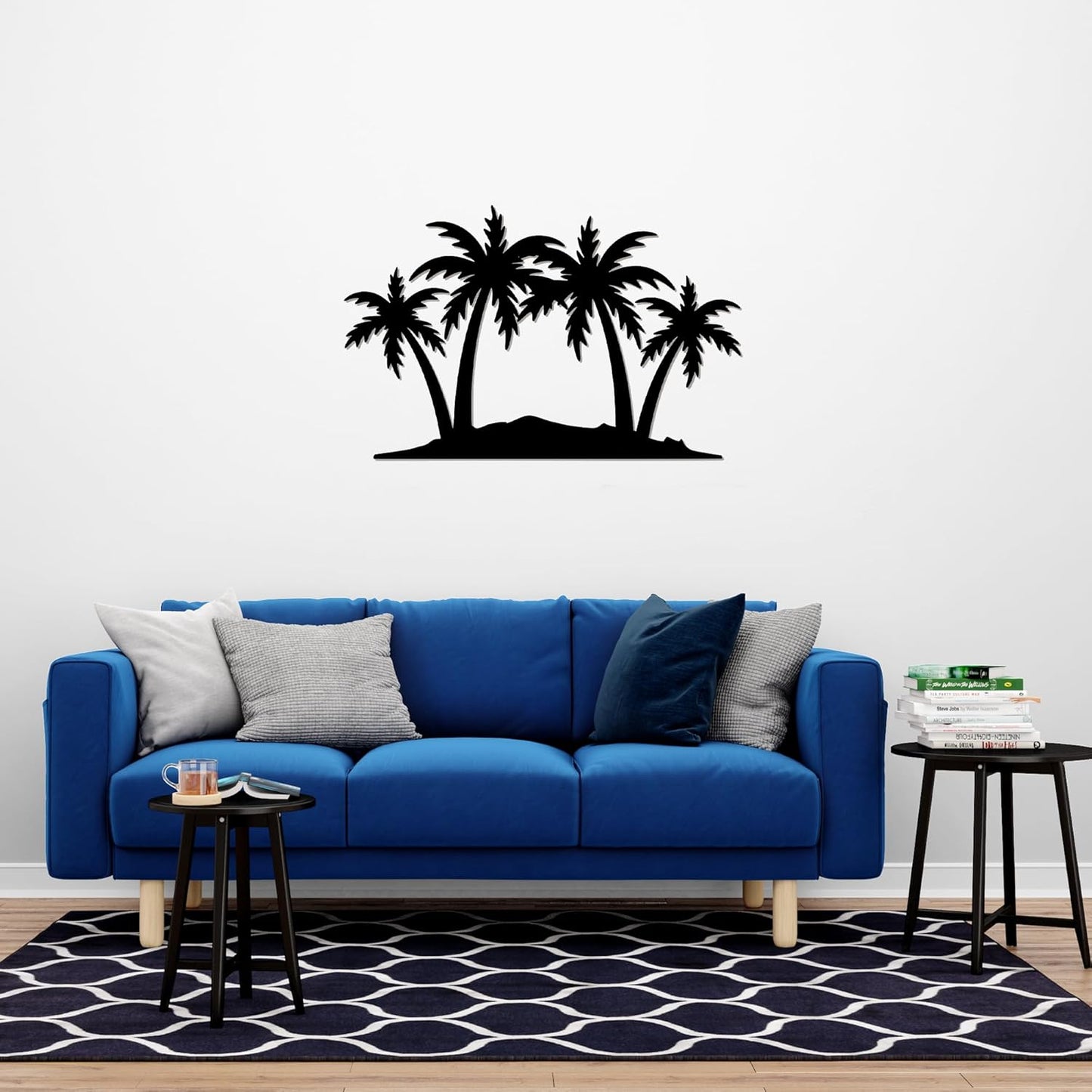 METALPLEX Palm Tree Metal Wall Art - Durable And Rust-free Indoor & Outdoor Aluminum Composite Wall Decor - Home Decor For Living Room And Bedroom - Silver (23"x14.7")