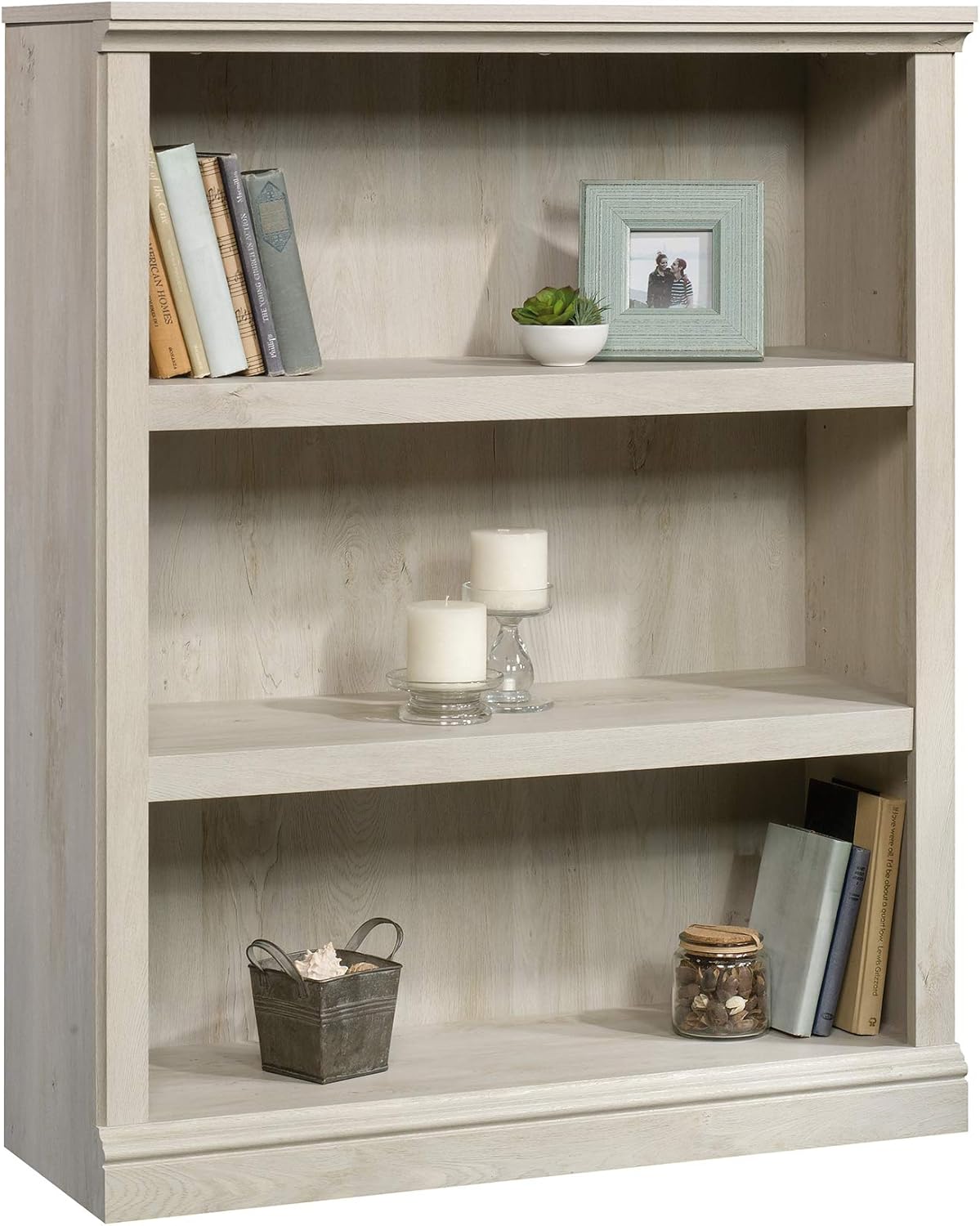 Sauder Miscellaneous Storage 3-Shelf Bookcase/ book shelf, Chalked Chestnut finish