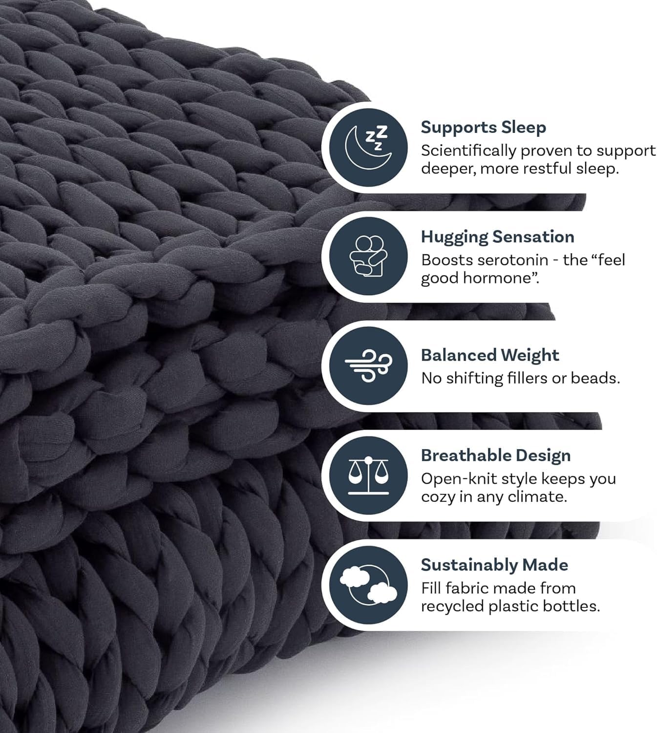 Nuzzie Chunky Knit Weighted Blanket - Breathable, Cooling, Hand Made Knit Throw Blanket for Sleep for Relaxation - Machine Washable, Stylish Design (Taupe, Throw | 12lbs | 44"x60")