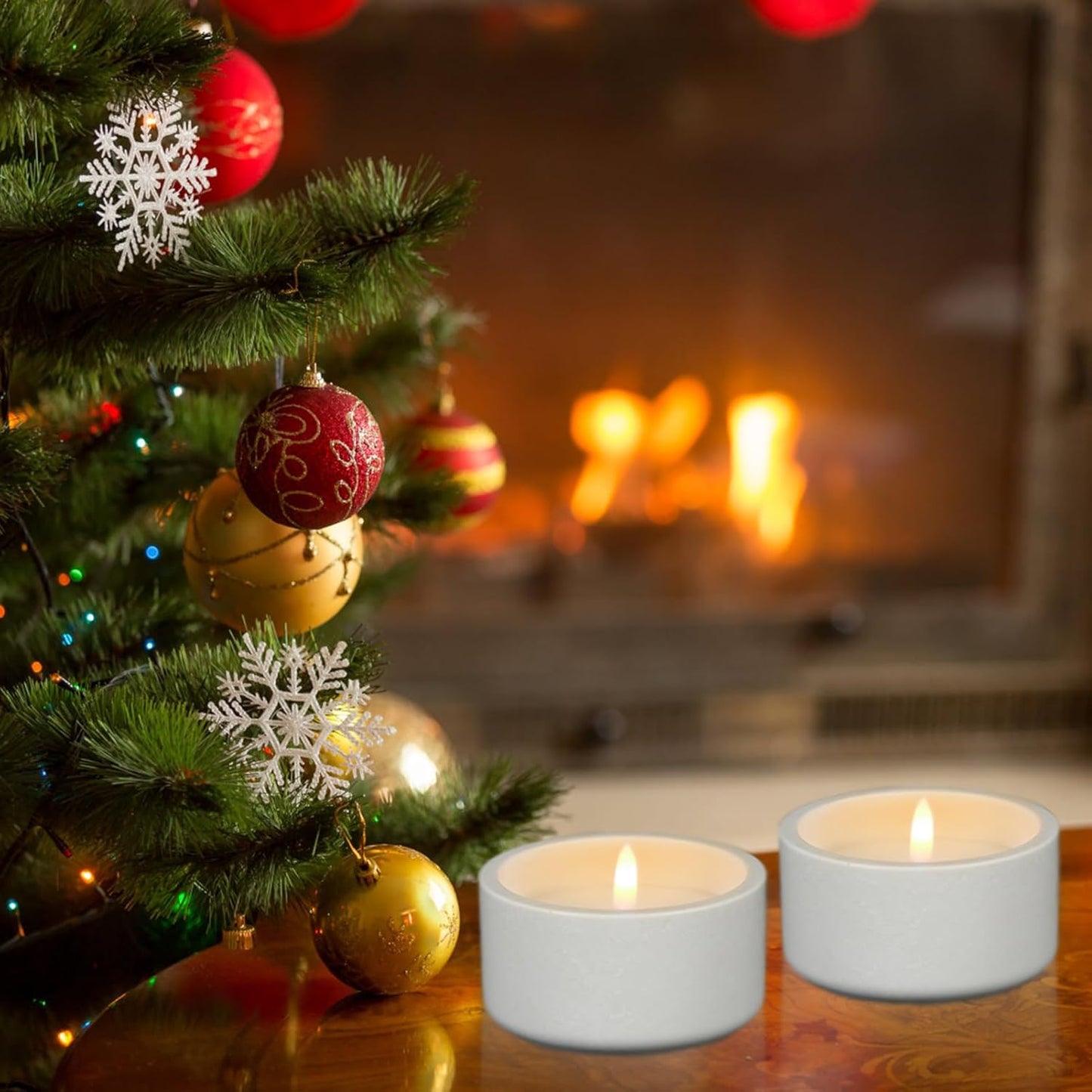 GenSwin White Flameless Pillar Candles with Timer, 2 Pack LED Flickering Candles with Concrete Holder and Real Wax Imitate Scented Candle Shaped for Wedding Homer Decor
