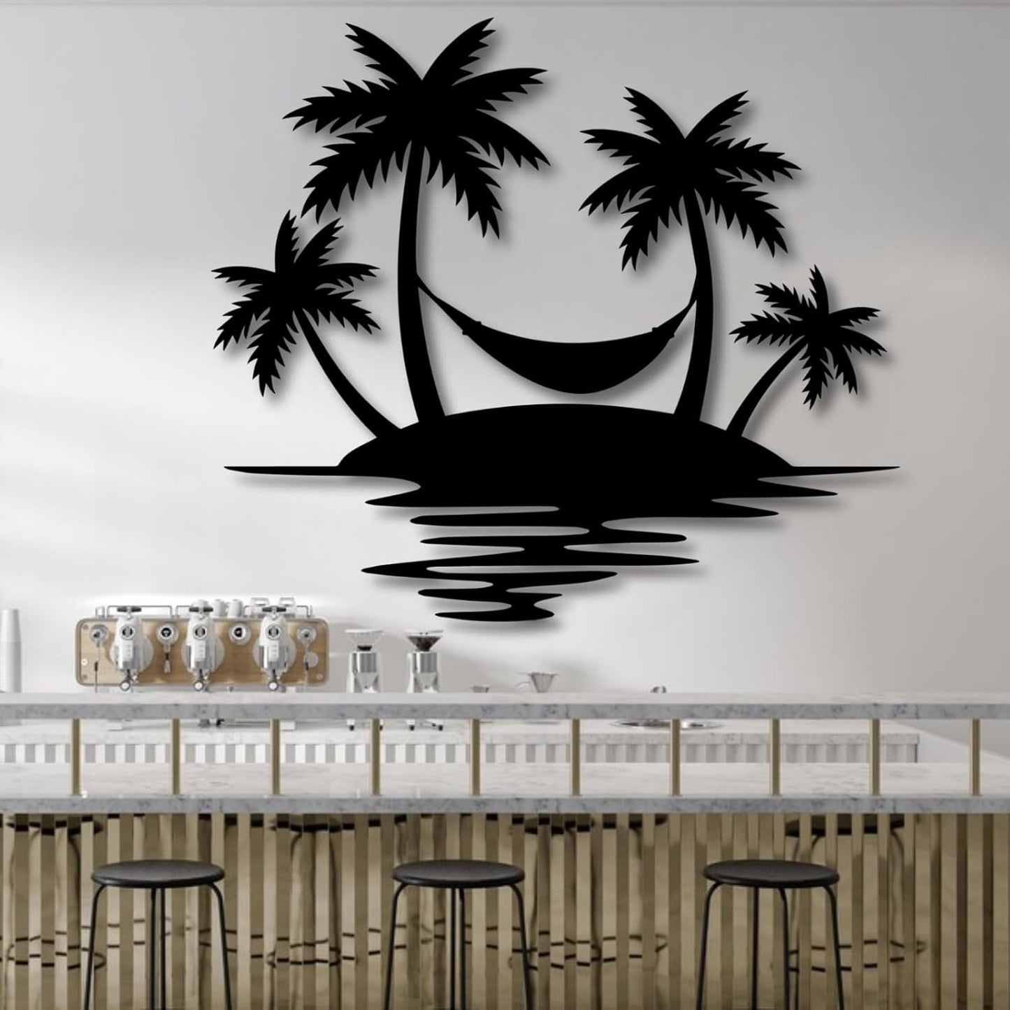 Palm Tree Metal Wall Decor,Palm Tree Outdoor Wall Art,Tropical Palm Tree Wall Decorations for Living Room,Outdoor Wall Decorations for House(24"×21",White)
