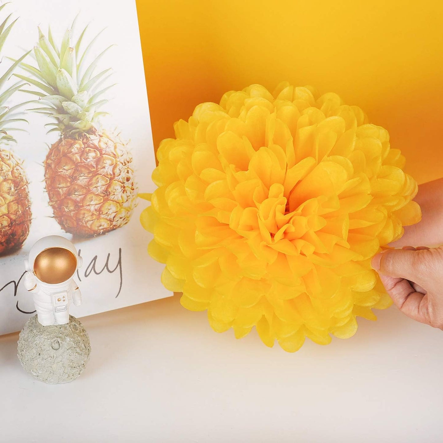 MISU 10" Yellow Tissue Pom Poms DIY Tissue Paper Flowers for Birthday Wedding Baby Shower Tea Party Dessert Table Decoration, Pack of 18
