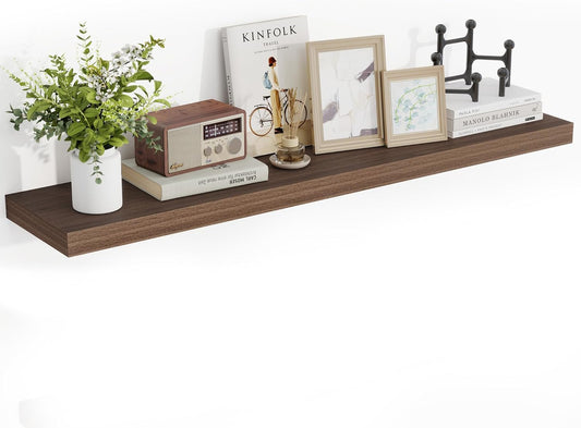 48 Inch Floating Shelves, 48"x9.25"x1.5" Inch Deep Floating Shelves for Wall, Wooden Shelves for Bathroom, Bedroom, Living Room, Walnut