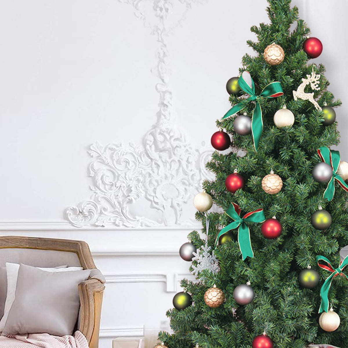 Every Day is Christmas Ornaments, Shatterproof Christmas Tree Ornament Set, Christmas Balls Decoration 35 Count (2.75"/70mm, New Woodland)