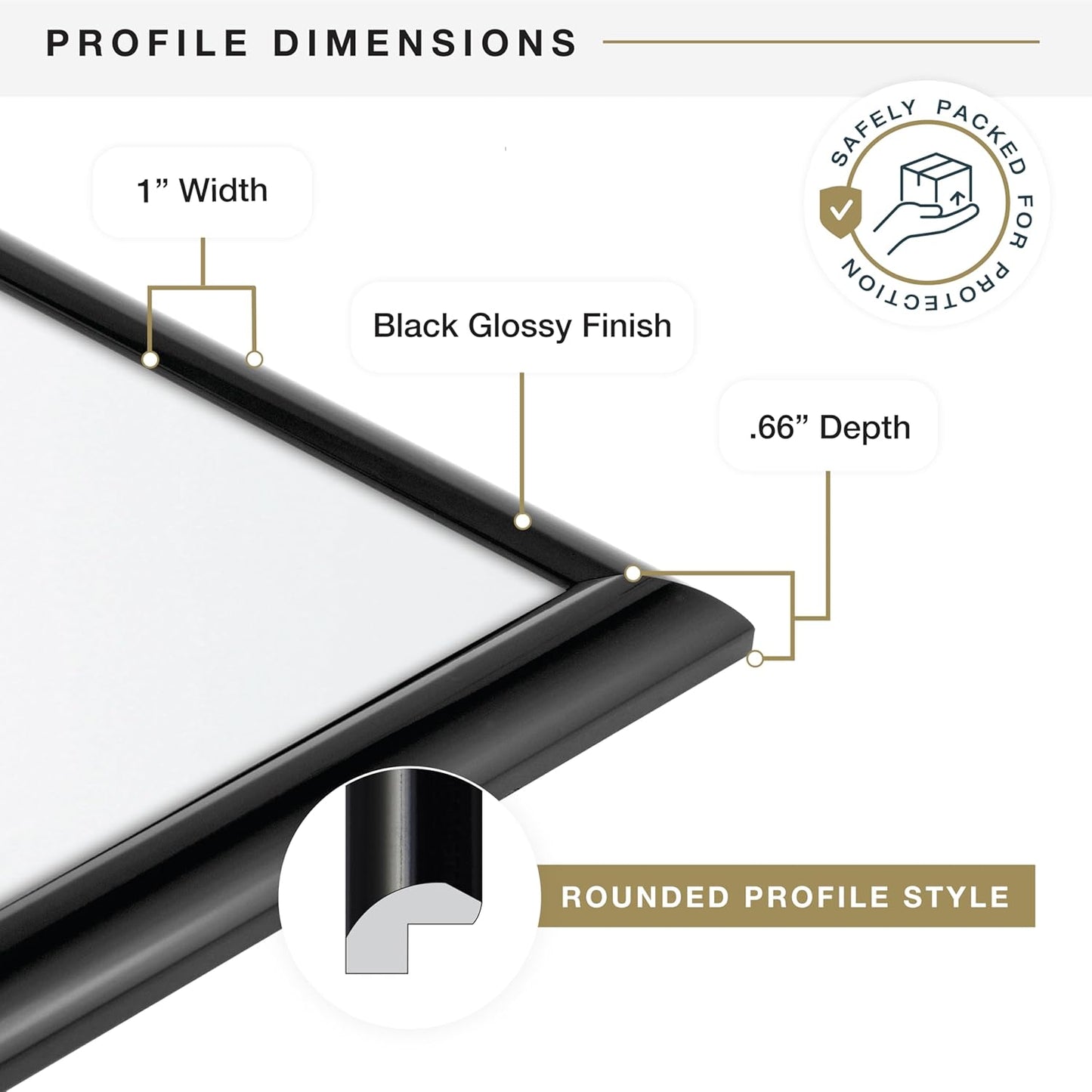 MCS Trendsetter 16x24 Poster Frame Black High-Gloss, Vertical & Horizontal Wall Hanging Large Picture Frame for Photos, Posters & Art Prints (2-Pack)