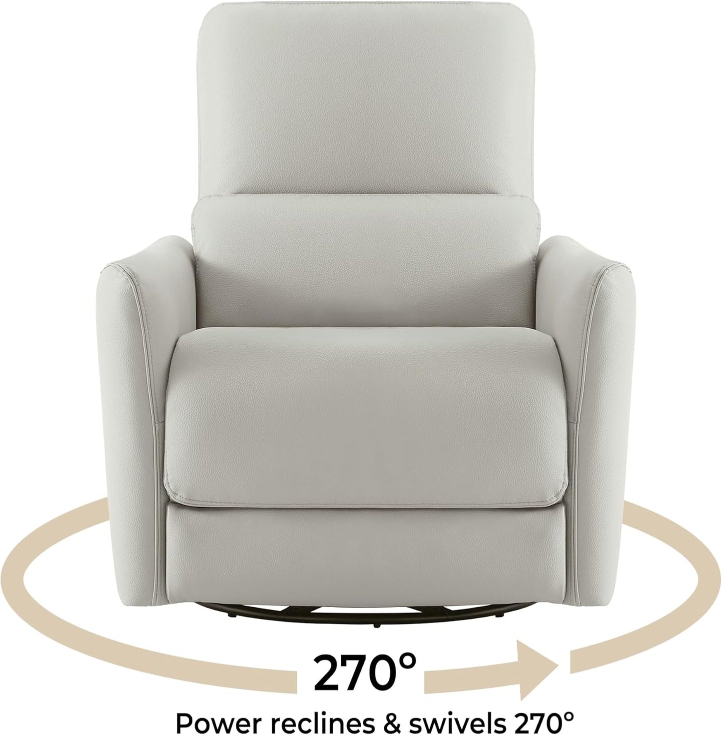 CHITA Power Recliner Chair Swivel Glider, FSC Certified Upholstered Faux Leather Living Room Nursery Reclining Sofa Chair with Lumbar Support, Cream