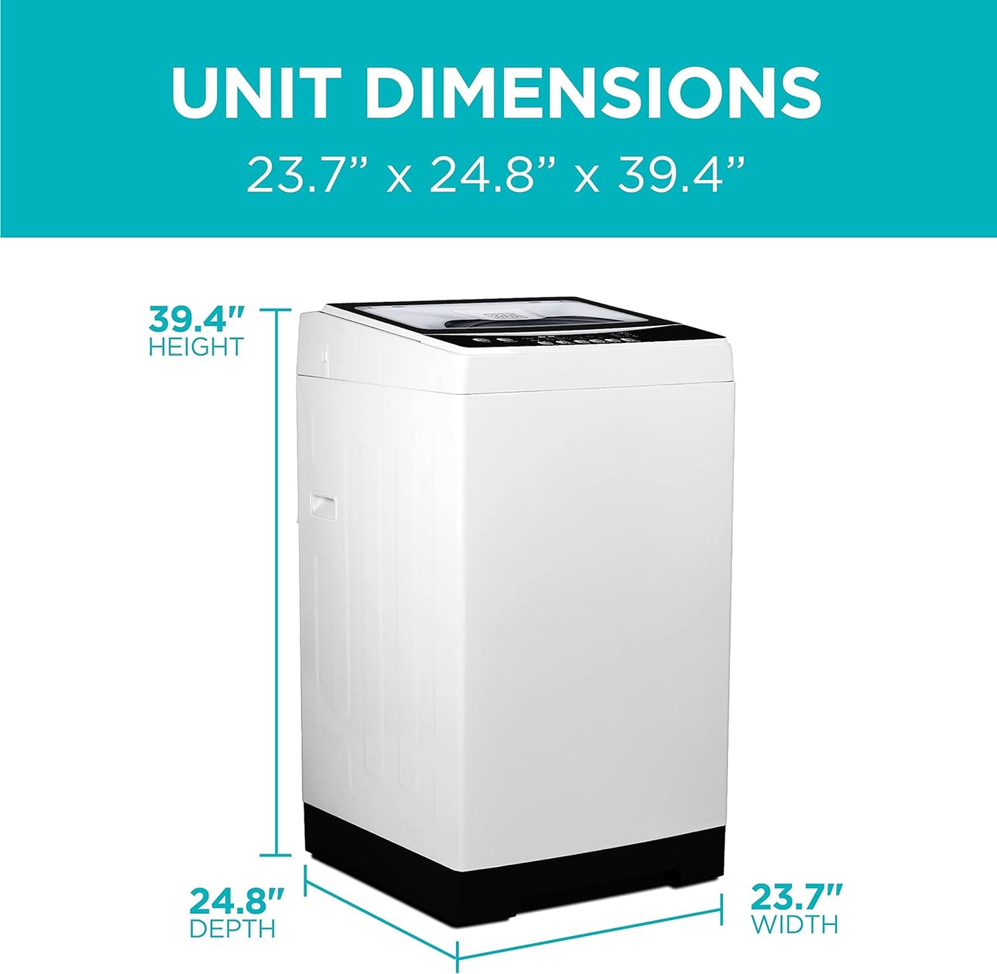 BLACK+DECKER 3.0 Cu. Ft. Portable Washer, 26.5 lb. Capacity Washing Machine, 6 Cycles, Quick Connect Sink Adapter and Drain Hose Included, Transparent Lid & LED Display, BPW30MW, White
