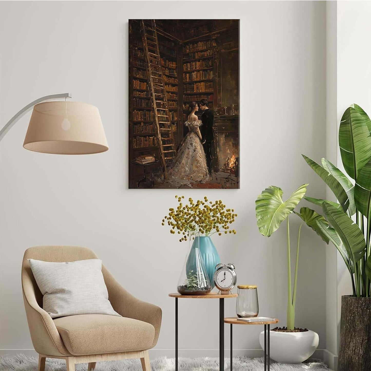 JFHCQJPK Gothic retro library scene decoration melancholy calm art college style wall aesthetic antique style home decoration suitable for bedroom living room12x16in Frameless