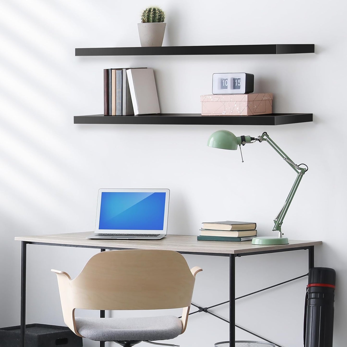 Sorbus Floating Shelves for Wall - 48 Inch Long Bathroom Shelves, Wall Decor for Bedroom, Kitchen, Living Room & Book Storage - Mounted Floating Shelf with Invisible Brackets (Black, 3 Pack)