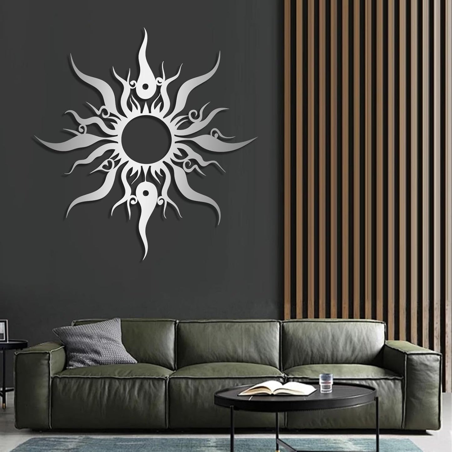Hotuijxca Metal Wacky Sun Wall Art, Wacky Sun Metal Decor for Livingroom, Bedroom (White, 24"x23"/60x58cm, metal wall art)