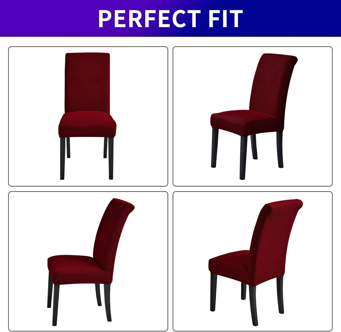 Howhic Stretch Chair Covers for Dining Room Set of 2, Removable Washable Dining Room Chair Covers, Dining Chair Slipcovers Seat Protector, Great for Home and Banquet Decor (Red Dahlia, 2 Pack)