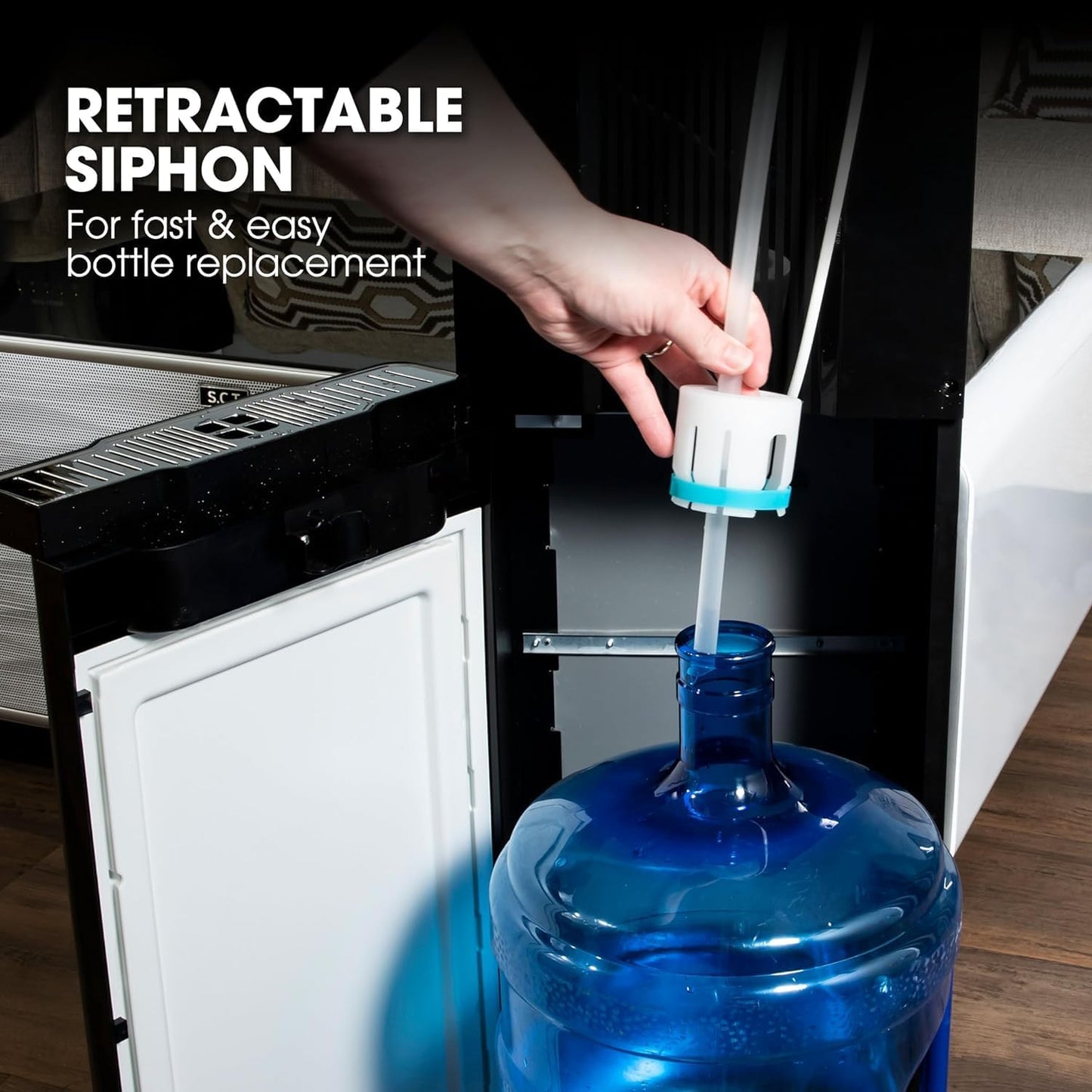 2 in 1 Bottom Load Water Cooler Dispenser with Ice Maker for 3 Gallon Bottle 17lbs Daily Capacity (NO HOT Water) Black