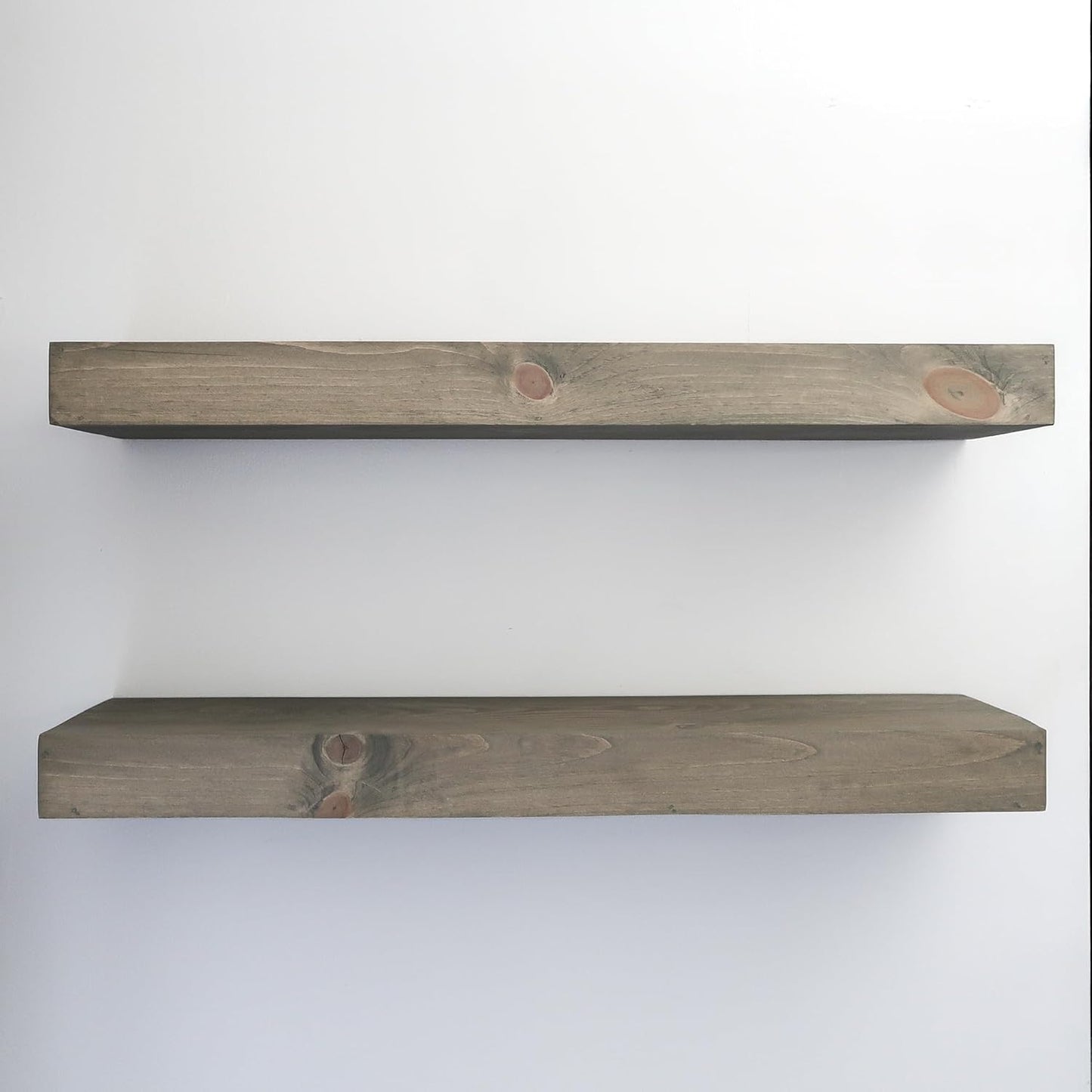 Modern Floating Shelves 3 Inches Thick for Wall, Wide Shelves for Kitchen, Living Room, Bedroom, and Bathroom, Natural Pine Wood, Rustic Wooden Shelf, (Set of 2) (Aged Barrel, 24Lx3Hx8D)