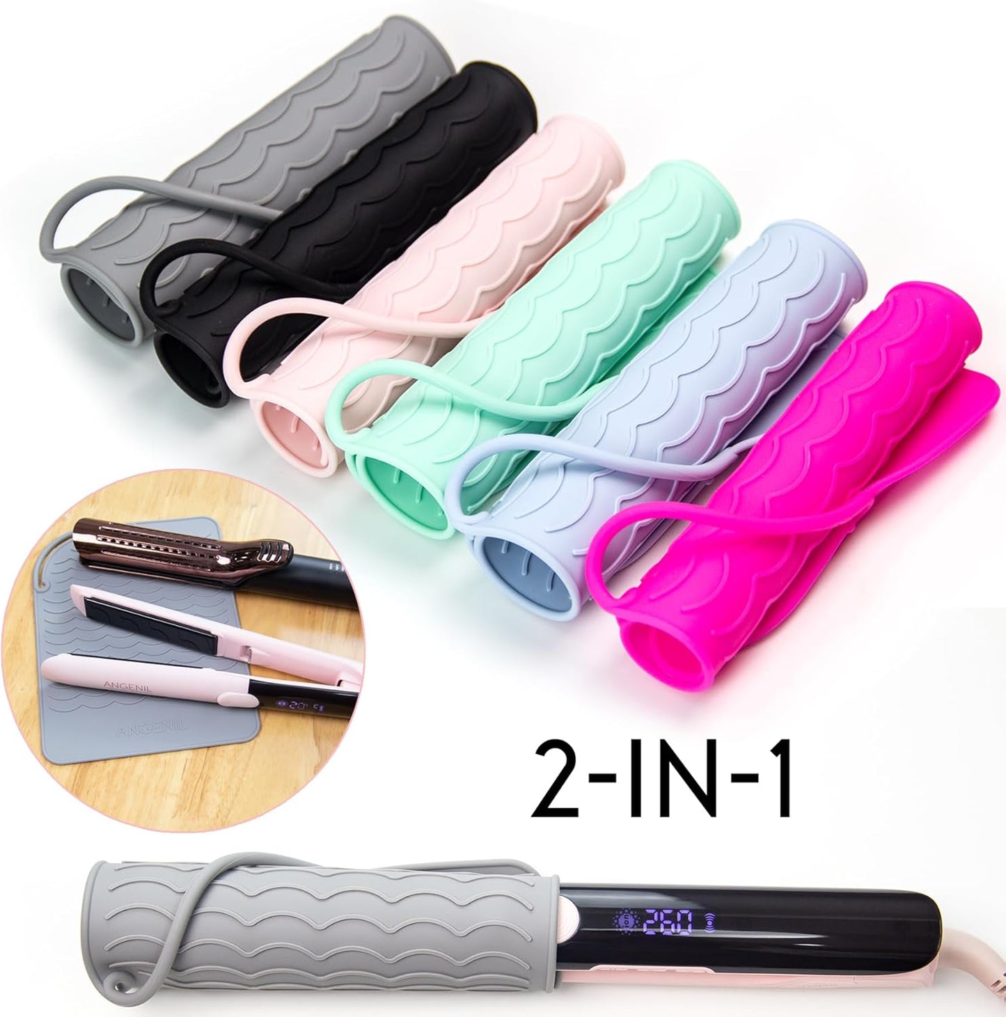 ANGENIL Heat Resistant Silicone Mat for Hair Tools - Counter Mat Pad Cover for Curling Irons, Flat Irons, and Hair Straighteners (9" x 6.5")