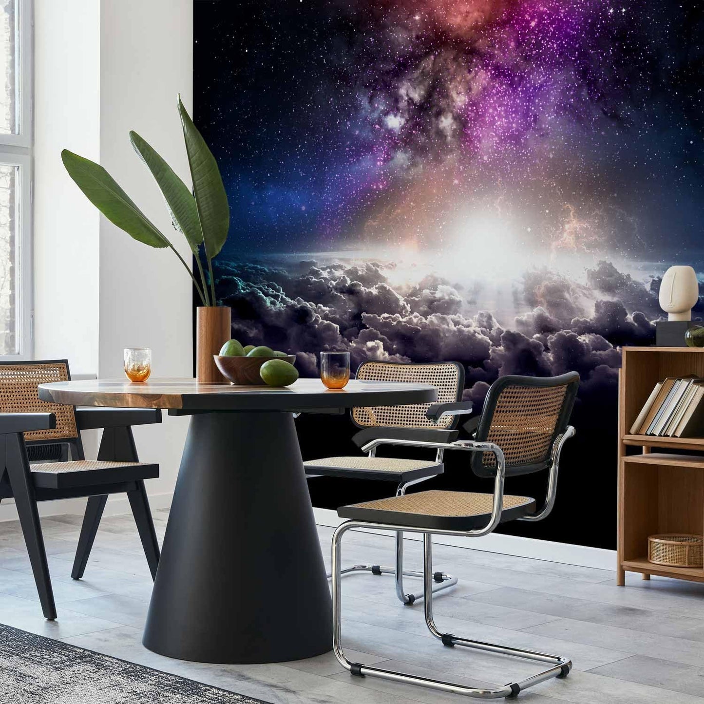 artgeist Wall Mural Galaxy 135x101 in - Peel and Stick Self-Adhesive Wallpaper Removable Large Sticker Foil Wall Decor Print Design Mural Cosmos Sky Star Cloud Purple i-A-10009-a-a