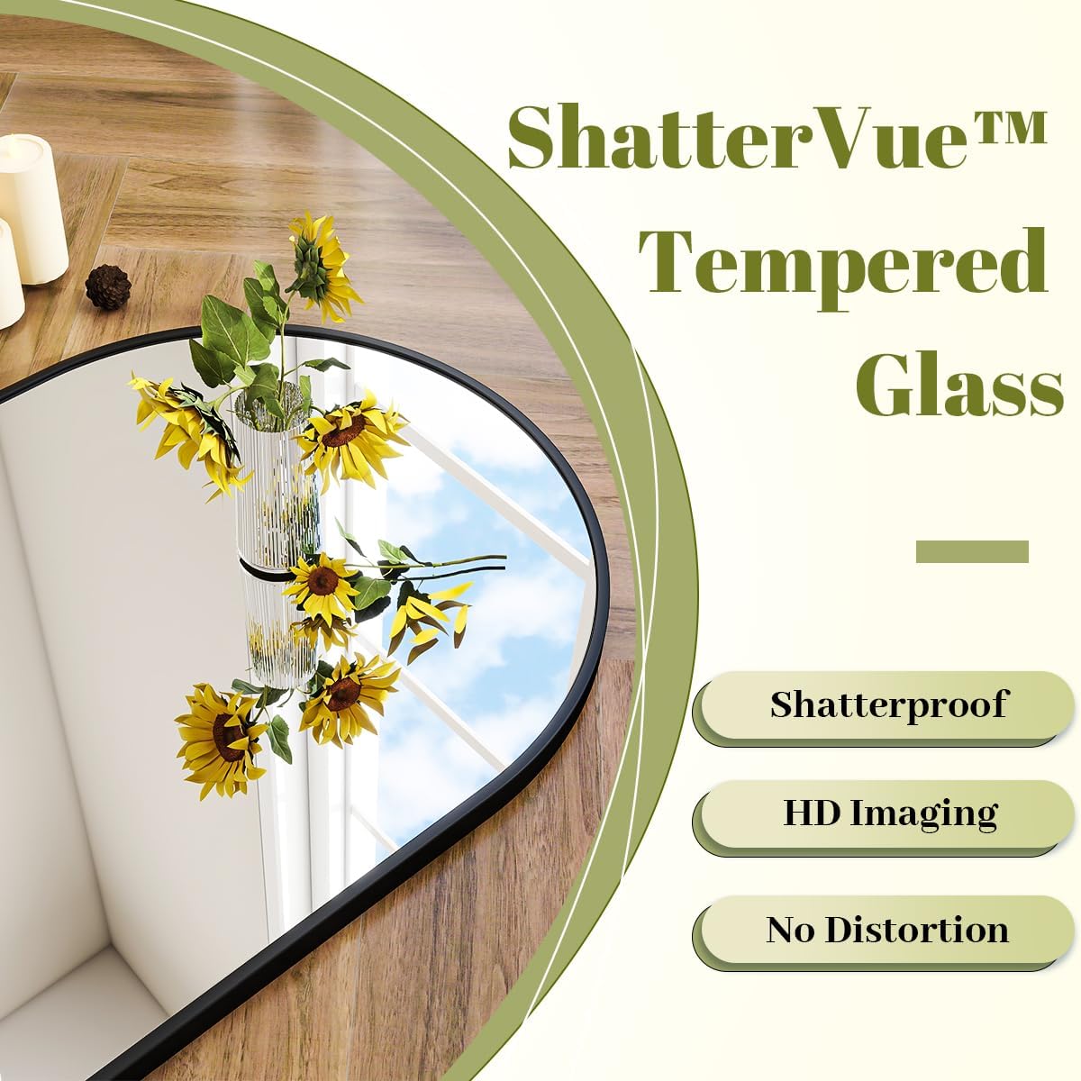 BEAUTYPEAK 30"x40" Arch Bathroom Mirror, Wall Mounted Vanity Metal Frame Mirror for Bedroom, Entryway, Living Room, Black