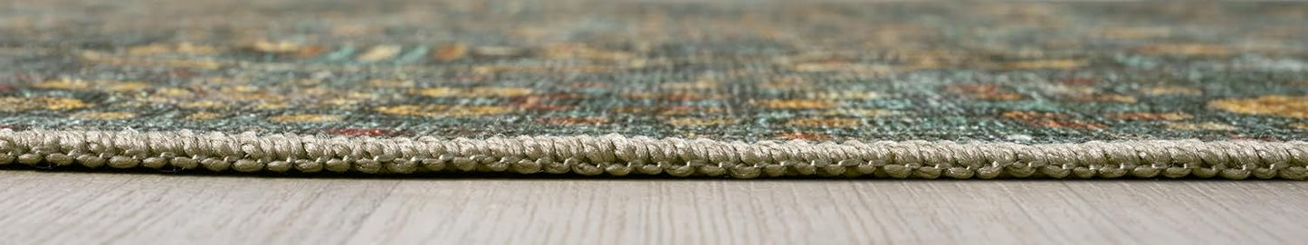 Keen Home Design 8x10 Rug - Machine Washable Area Rug with Non-Slip Backing, Ideal for Living Room, Dining Room, Bedroom - Vintage, Easy Clean, Durable, Low Pile Rug - (8' x 10')