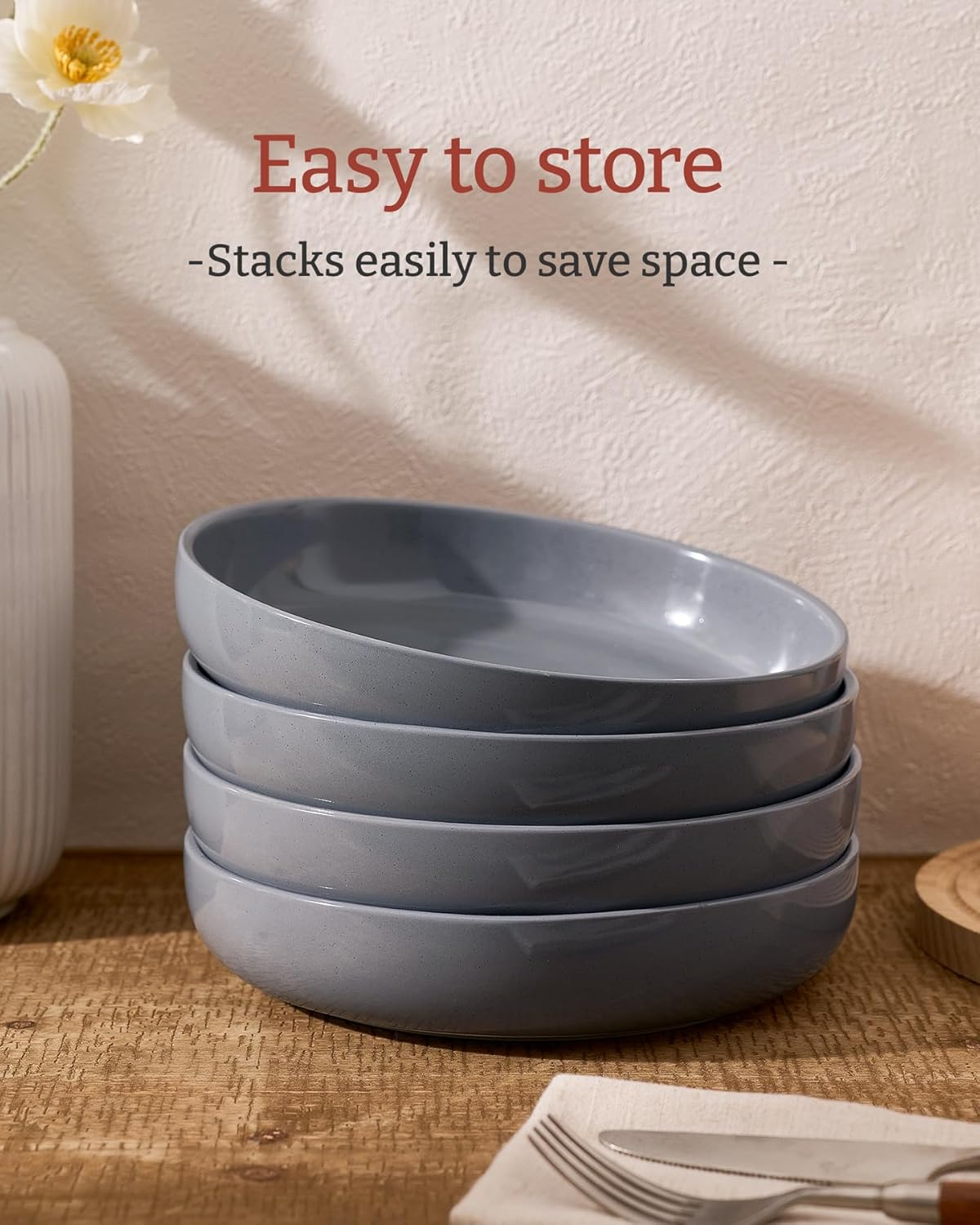 famiware Milkyway 33 oz Bowl Set, Pasta Bowls Set of 6, Salad Bowls Perfect for Your Friend for Housewarming, Thanksgiving, Christmas, Dark Gray