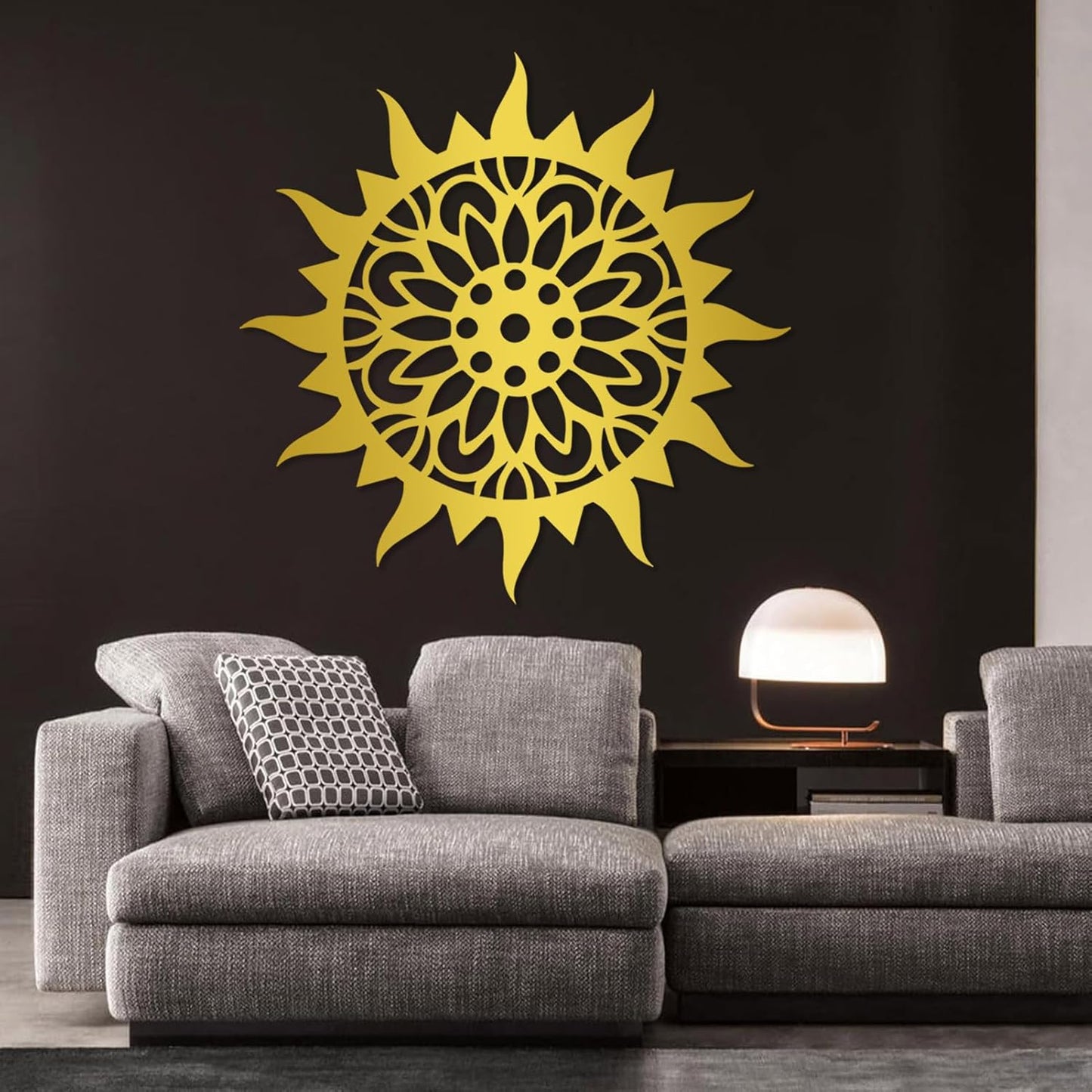 Sunburst Metal Wall Decor, Unique Sun Flower Design, Outdoor & Indoor Wall Art for Living Room, Bedroom, or Patio, Home Decor (White, 19"x19"|47x47cm)