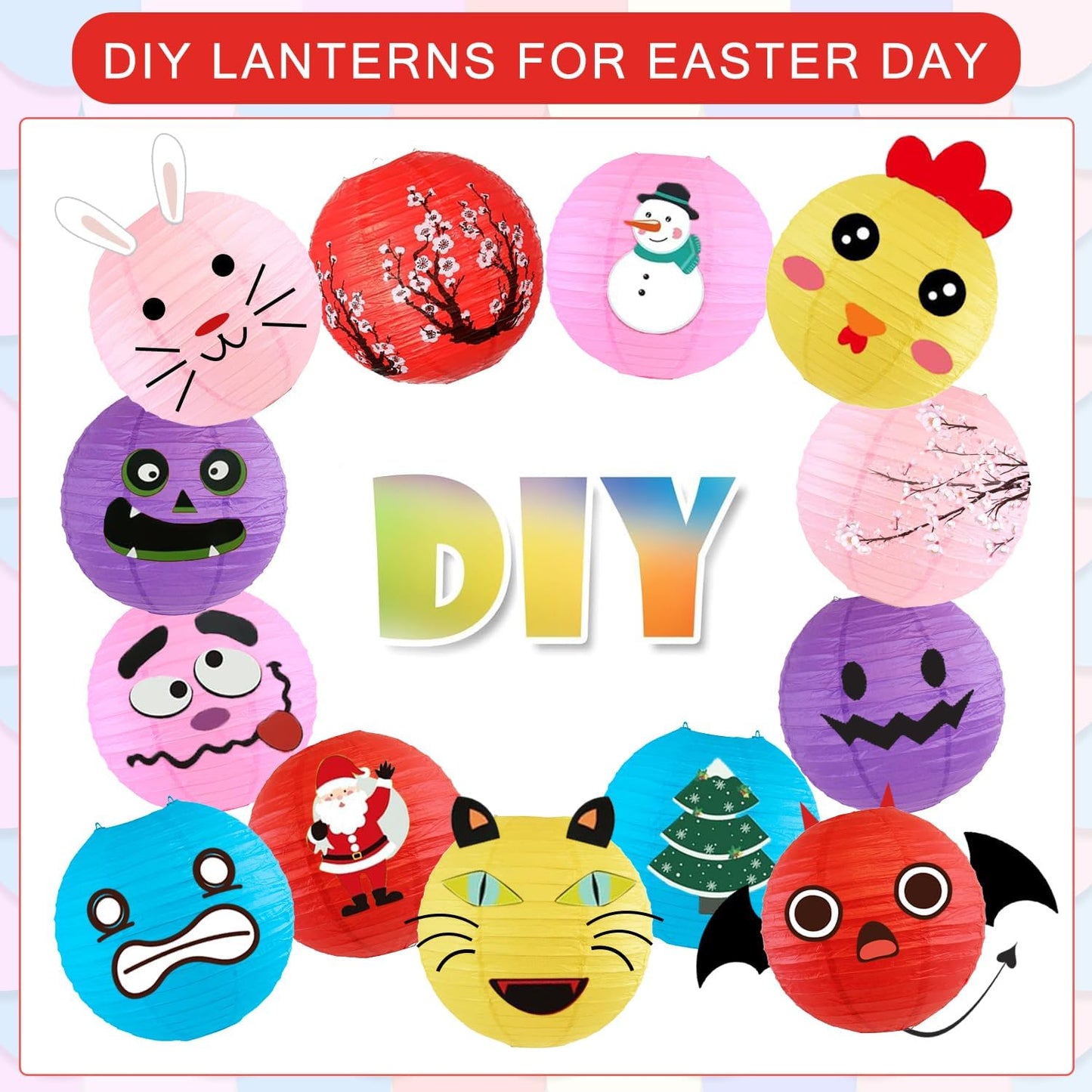 12Pcs Round Paper Lanterns Assorted Sizes (6" 8" 10" 12") for Home Decor, Restaurant, Church, Wedding, Birthday Party Decorations, Hanging Chinese Japanese Paper Lantern Lamps (Red)