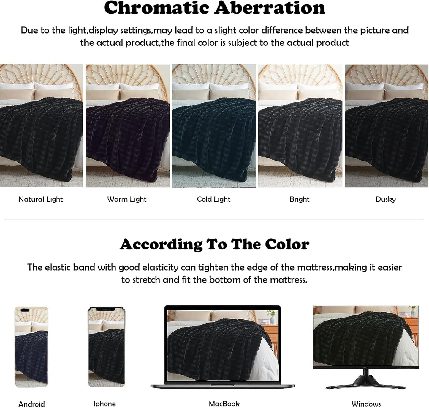 NEWCOSPLAY Faux Fur Throw Blanket Black Bubble Blanket Thick Warm Soft for Couch Sofa Bed 550GSM (Black, Throw(50"x60"))
