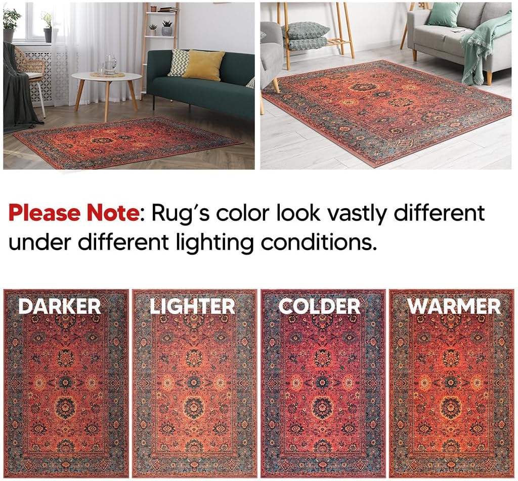 Keen Home Design 2x7 Rug - Machine Washable Runner Rug with Non-Slip Backing, Ideal for Hallway, Entryway, Kitchen, Laundry Room - Vintage, Easy Clean, Durable, Low Pile Rug - (2'6" x 7')