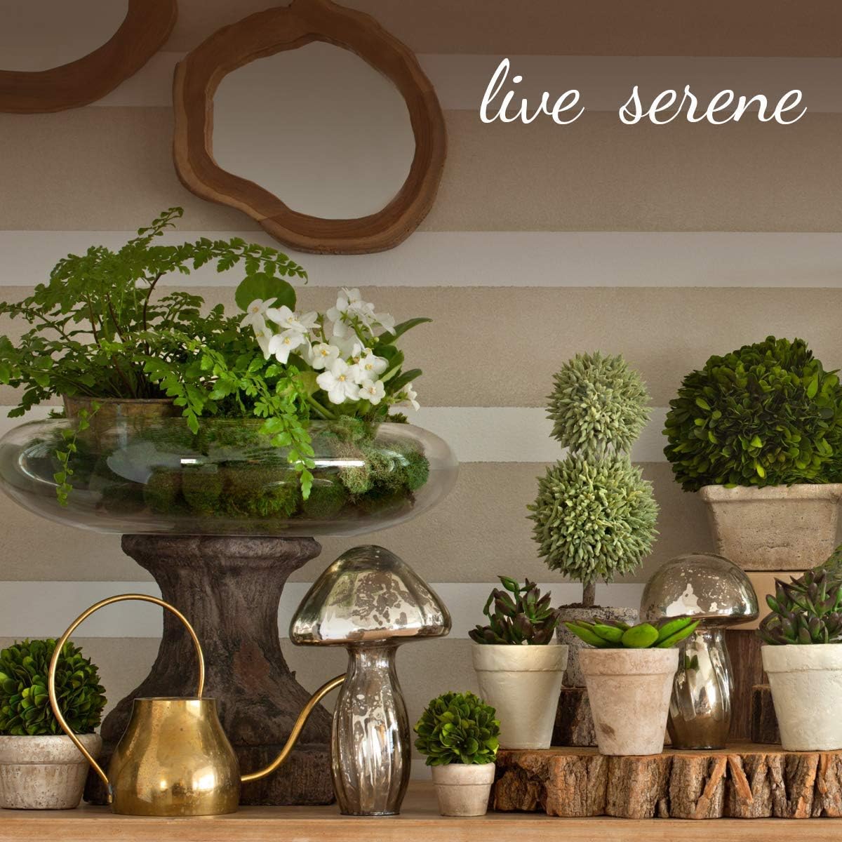 Serene Spaces Living Medium Glazed Ceramic Pedestal Bowl- Centerpiece for Vintage Weddings, Events, Measures 6" Tall and 5.75" Diameter