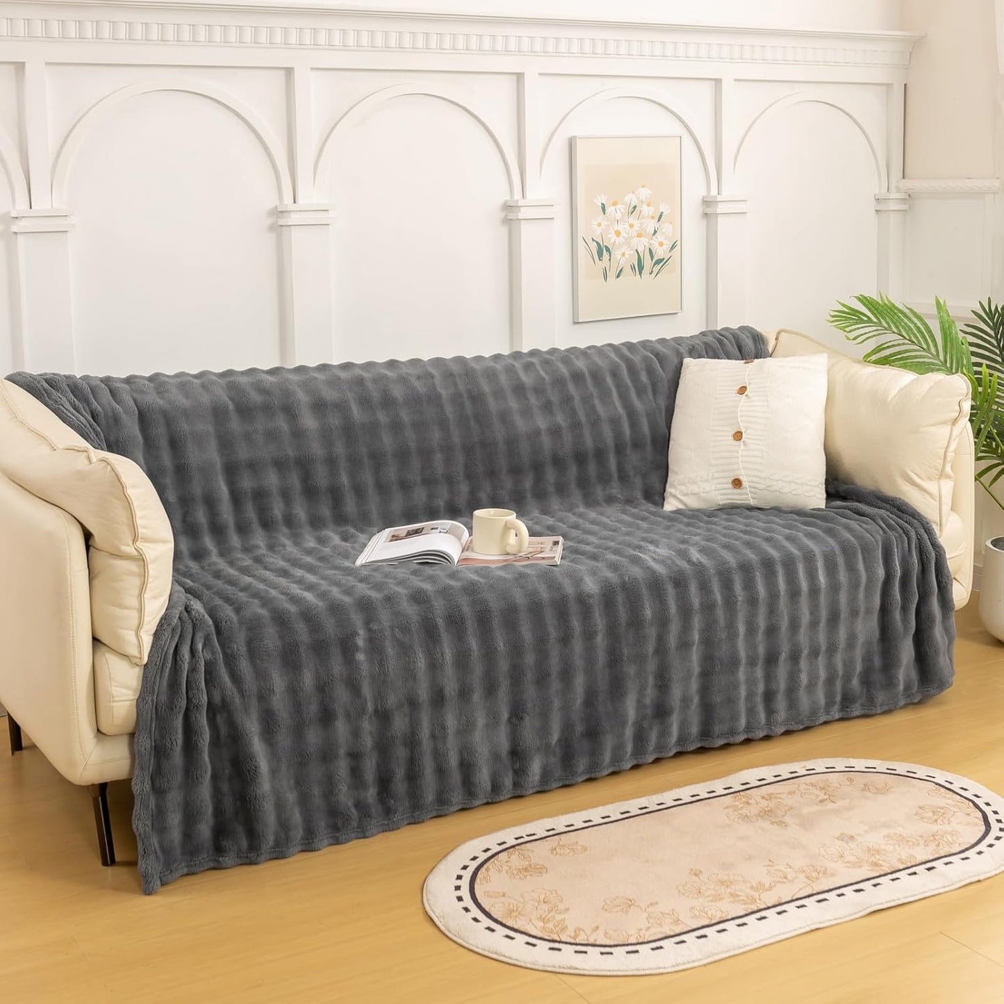 YUSOKI Luxury 3D Bubble Throw Blanket 2lb,All Ages,Home Decoration, (Grey,50 * 60inches)