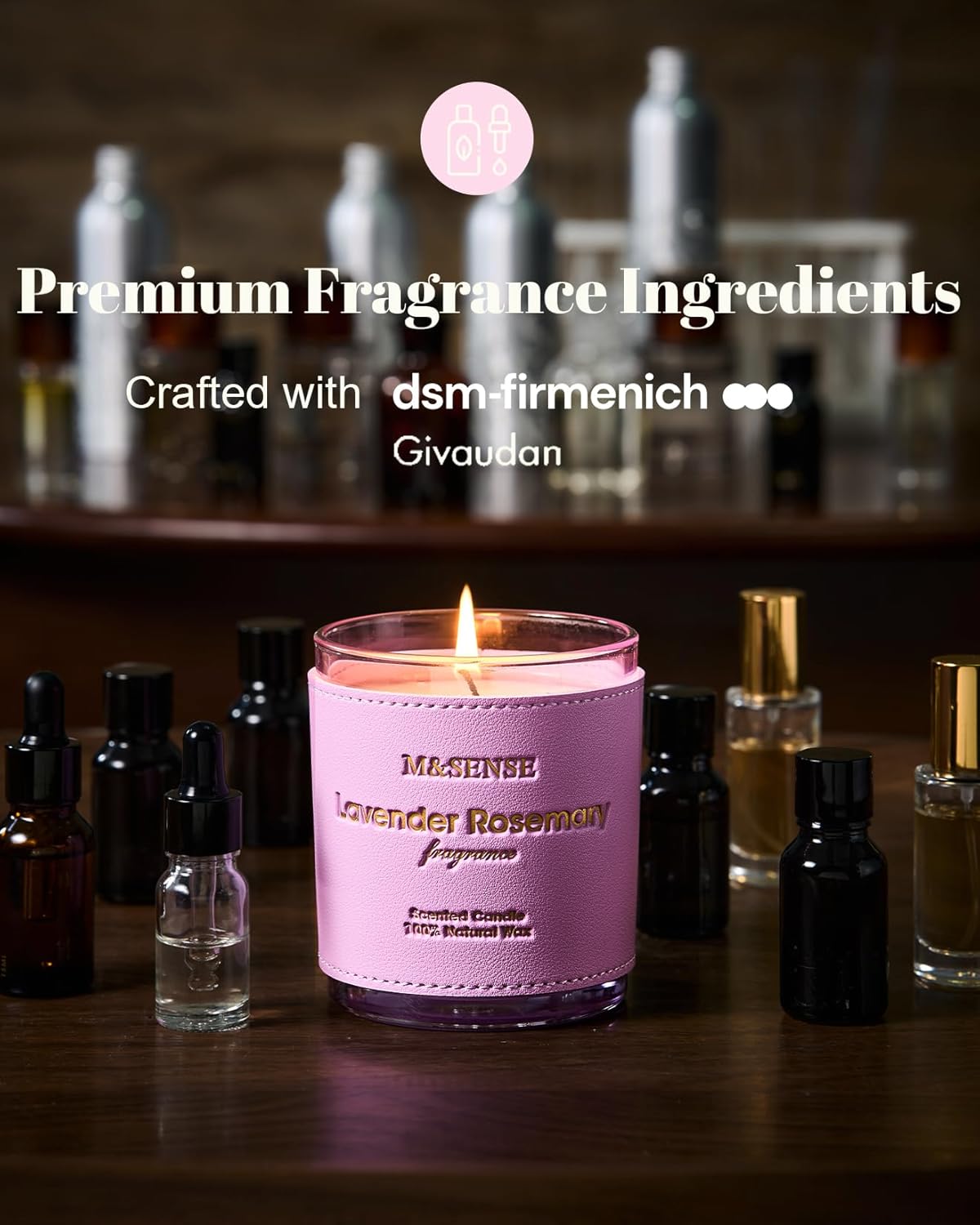 M&SENSE Floral Citrus Scented Candles, Vegan Soy Wax, Heavy Scented, No Toxin 10oz Long Lasting 42-Hour Burn Time Relaxing, Date Night, Aromatherapy Candles for Home