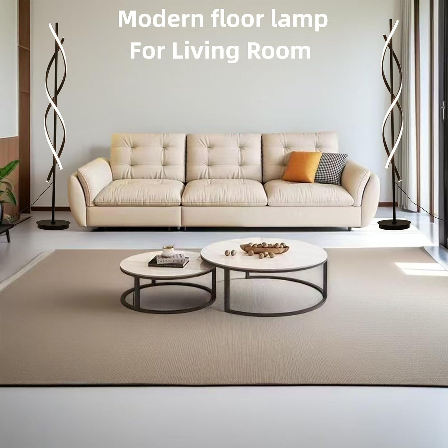 Unique Spiral Floor Lamp 3 Color Dimmable with Remote Standing Floor Lamp, Modern Creative Tall Lamp Control for Living Room Bedroom and Office Black