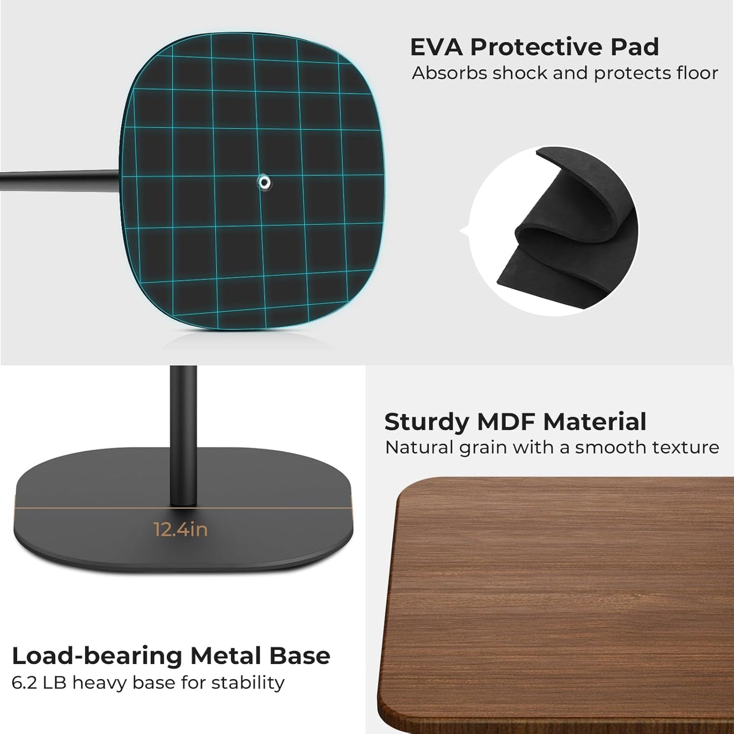 Portable Laptop Floor Stand, Bedside/Sofa Table with Height Adjustable 18''~47'', Stylish Movable Workstation Floor Standing Desk for Office, Meeting Room, Living Room Easy Assembly, Black