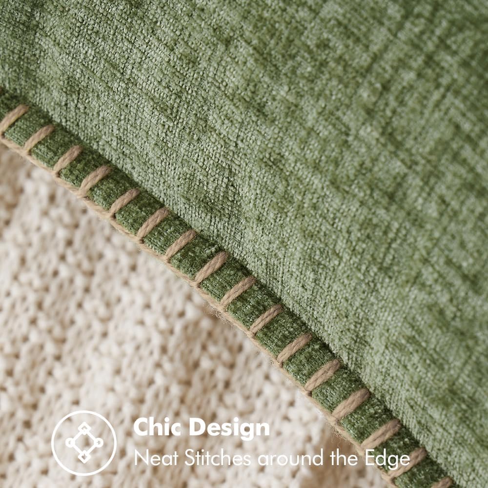 MIULEE Pack of 2 Couch Throw Pillow Covers 24x24 Inch Sage Green Farmhouse Decorative Pillow Covers with Stitched Edge Soft Chenille Solid Dyed Spring Pillow Covers for Sofa Bed Living Room
