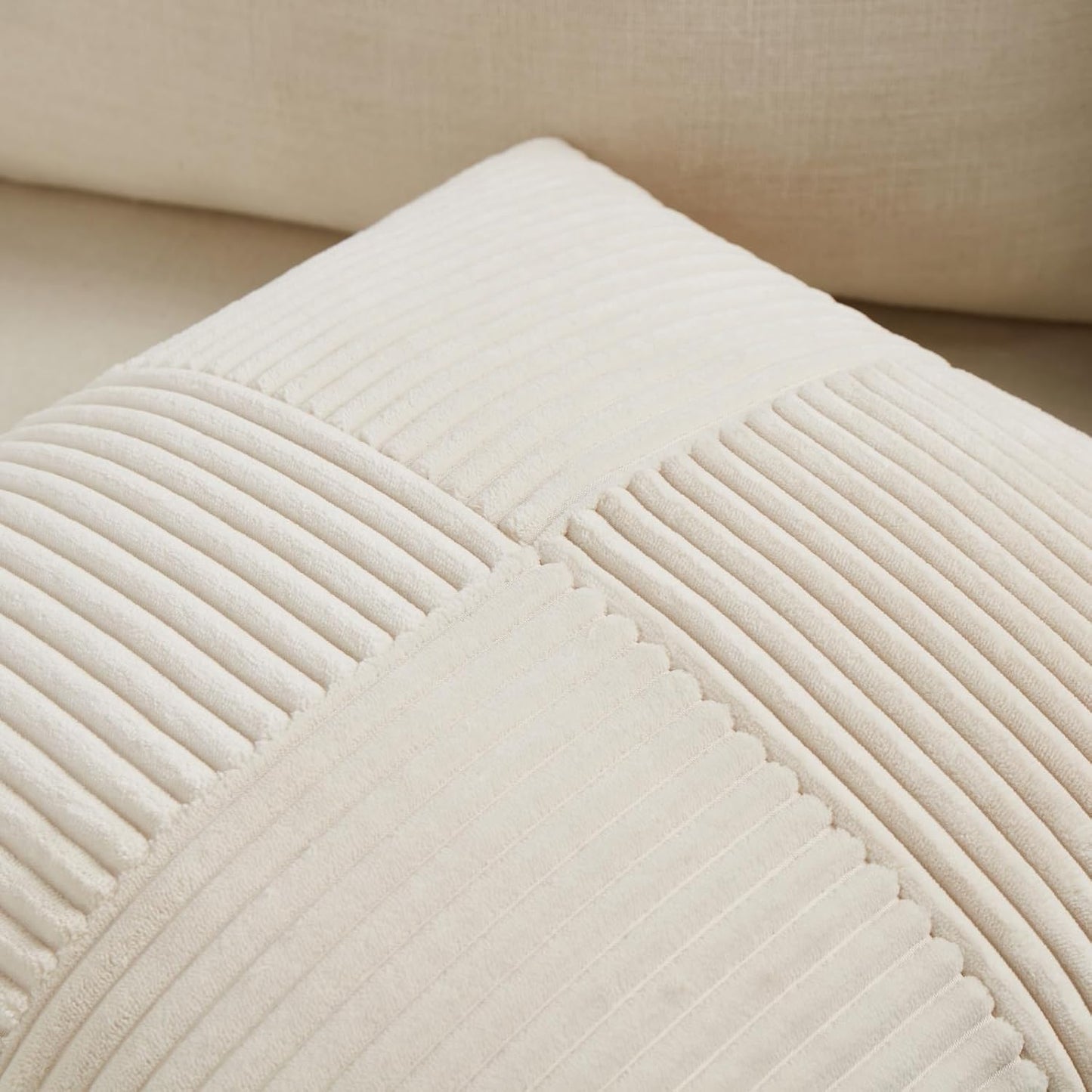 Fancy Homi 2 Packs Cream Lumbar Decorative Throw Pillow Covers 16x32 Inch for Living Room Couch Bed Sofa, Rustic Farmhouse Boho Home Decor, Soft Striped Corduroy Rectangle Accent Cushion Case 40x80 cm