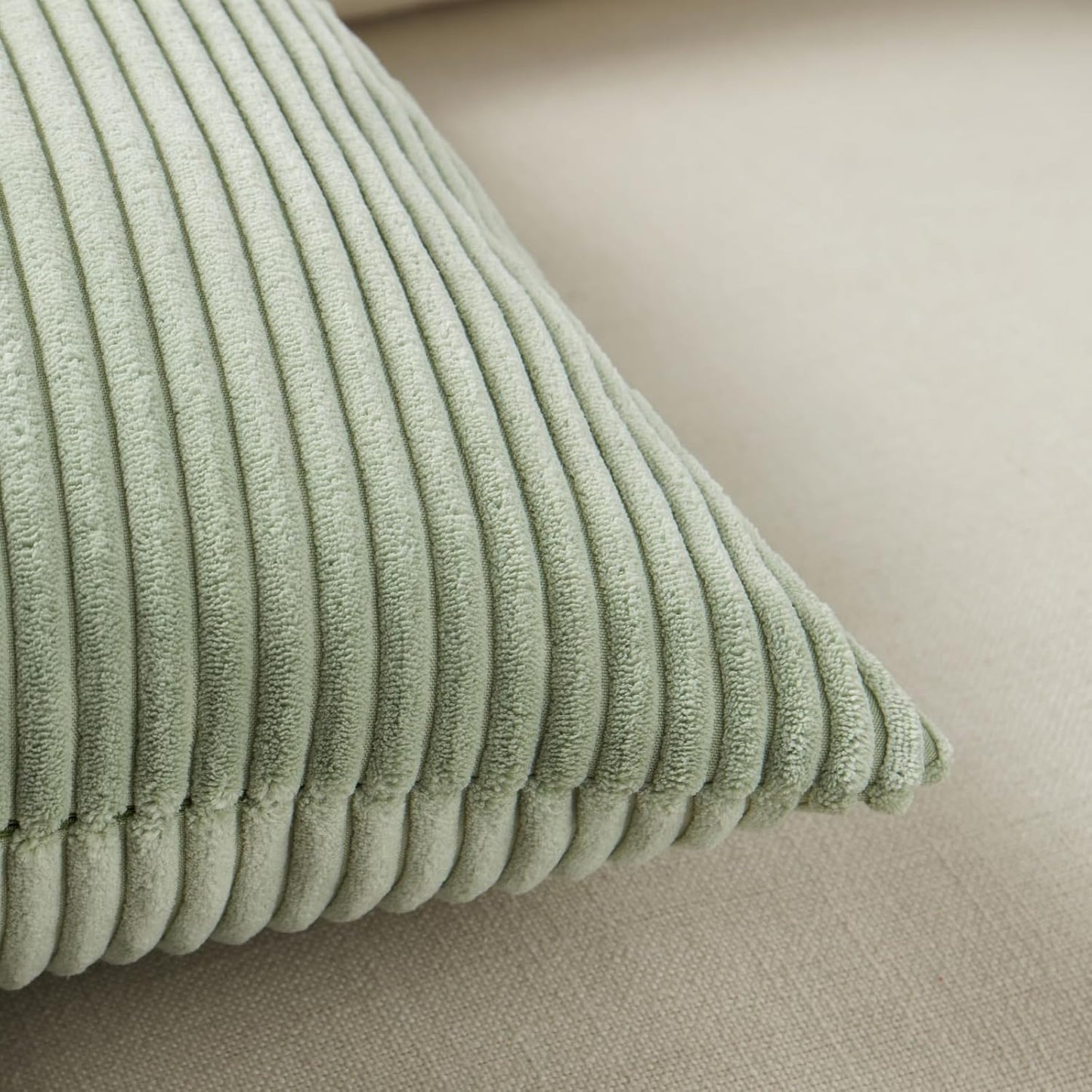 Fancy Homi 2 Packs Sage Green Samll Decorative Throw Pillow Covers 14x14 Inch with for Couch Bed Sofa, Rustic Farmhouse Boho Home Decor, Soft Corss Patchwork Corduroy Square Cushion Case 35x35 cm