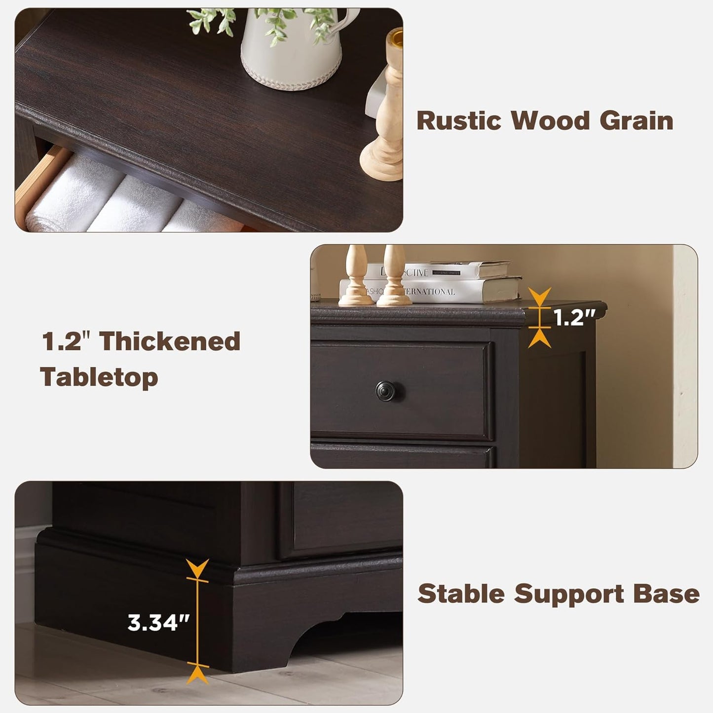 T4TREAM 7 Drawers Dresser Chests for Bedroom, Wood Vintage Chests of Drawers, Rustic Dressers Chset Organizer for Bedroom, Living Room, Hallway, Espresso