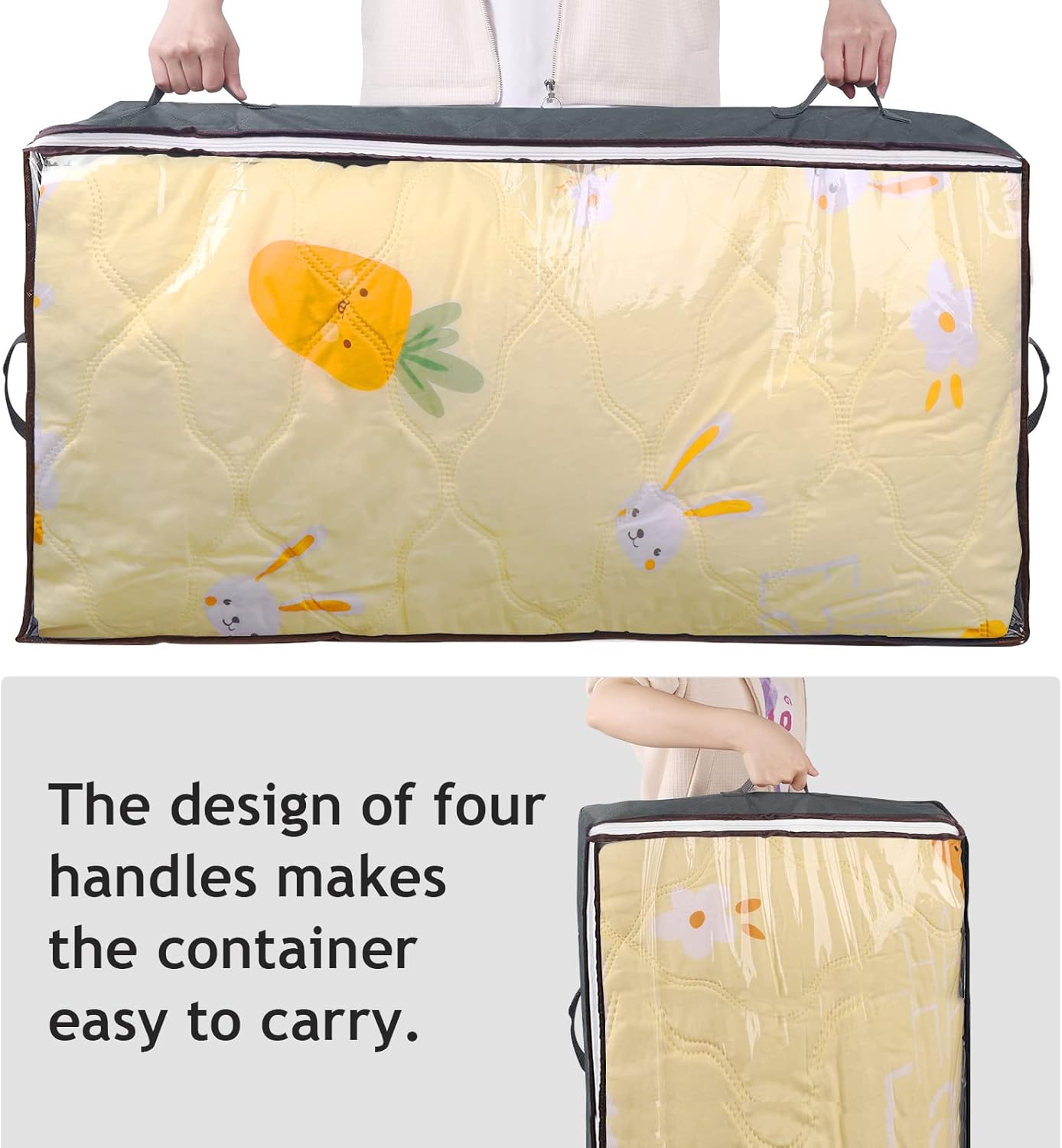 90L Under Bed Storage Containers, 6 Pack Underbed Closet Storage Organizer System, Moving Bags with Clear Window and Reinforced Handles for Bedding Pillows Blanket Clothes Wardrobe Bedroom